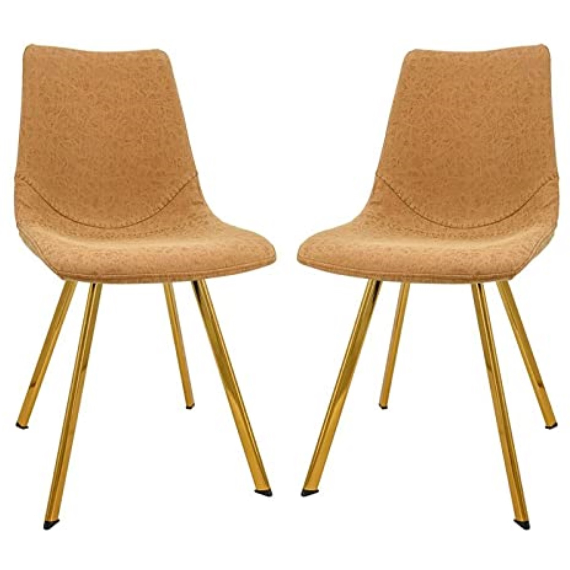 LeisureMod Markley Modern Leather Dining Chair With Gold Legs Set of 2