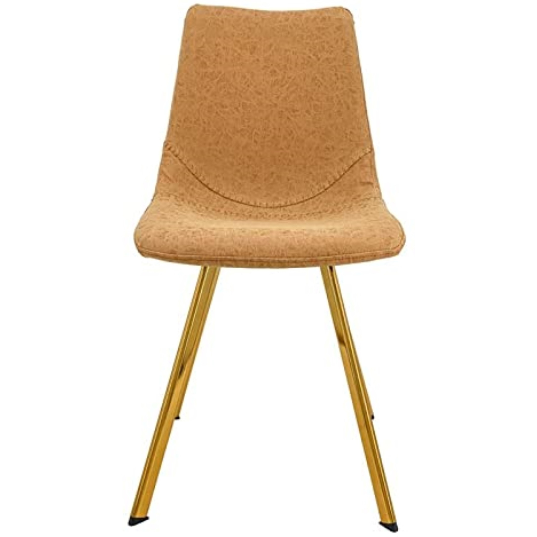 LeisureMod Markley Modern Leather Dining Chair With Gold Legs Set of 2
