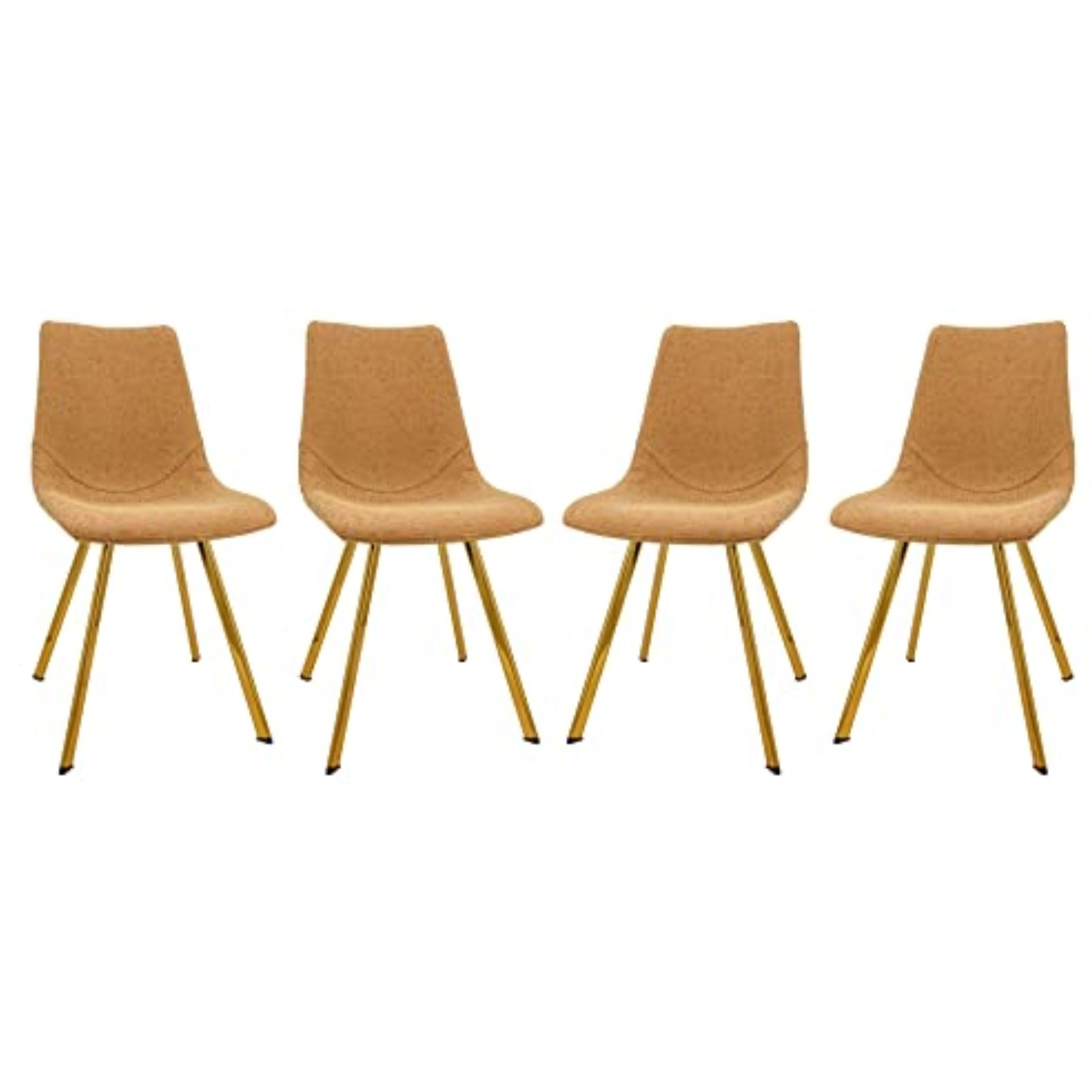 LeisureMod Markley Modern Leather Dining Chair With Gold Legs Set of 4