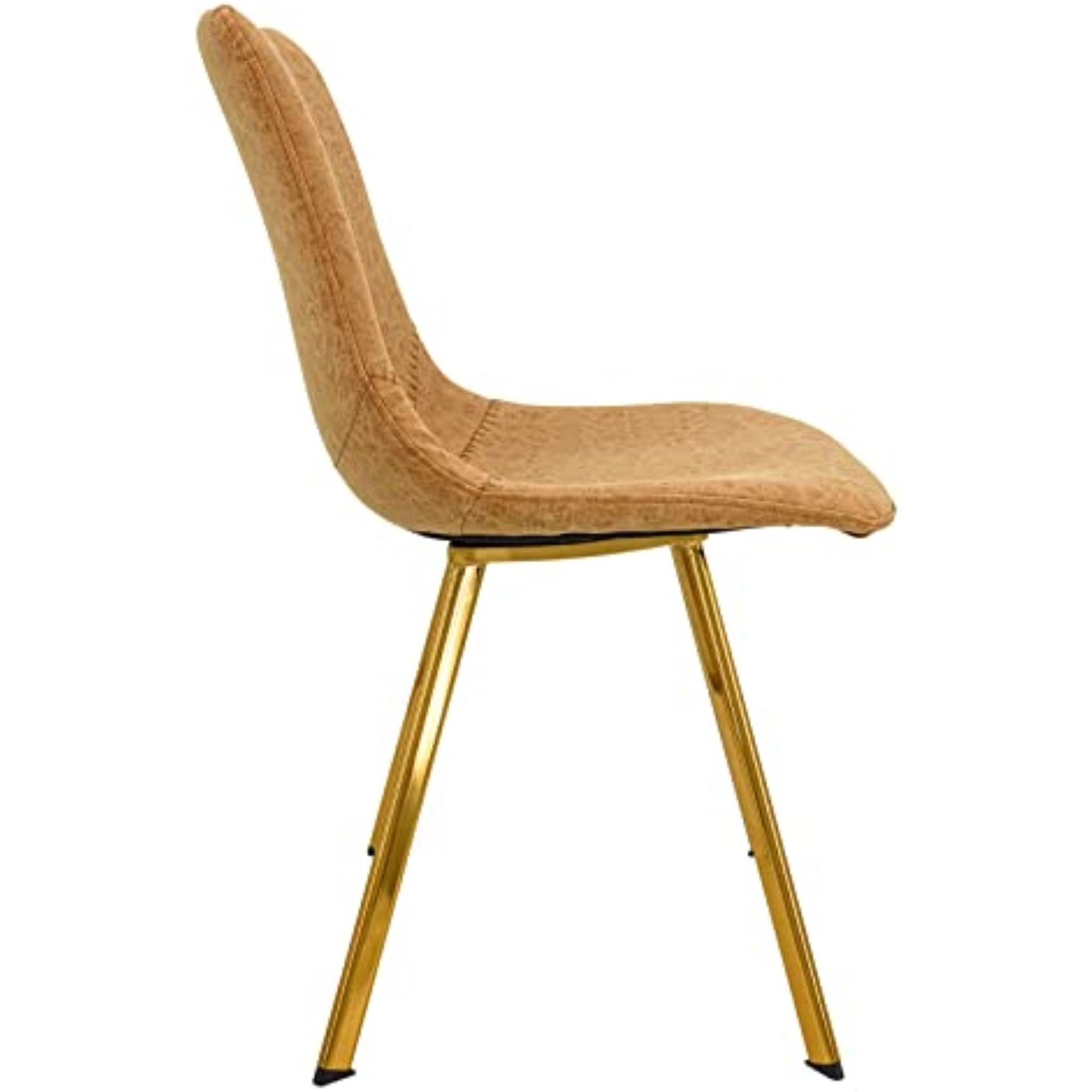 LeisureMod Markley Modern Leather Dining Chair With Gold Legs Set of 4