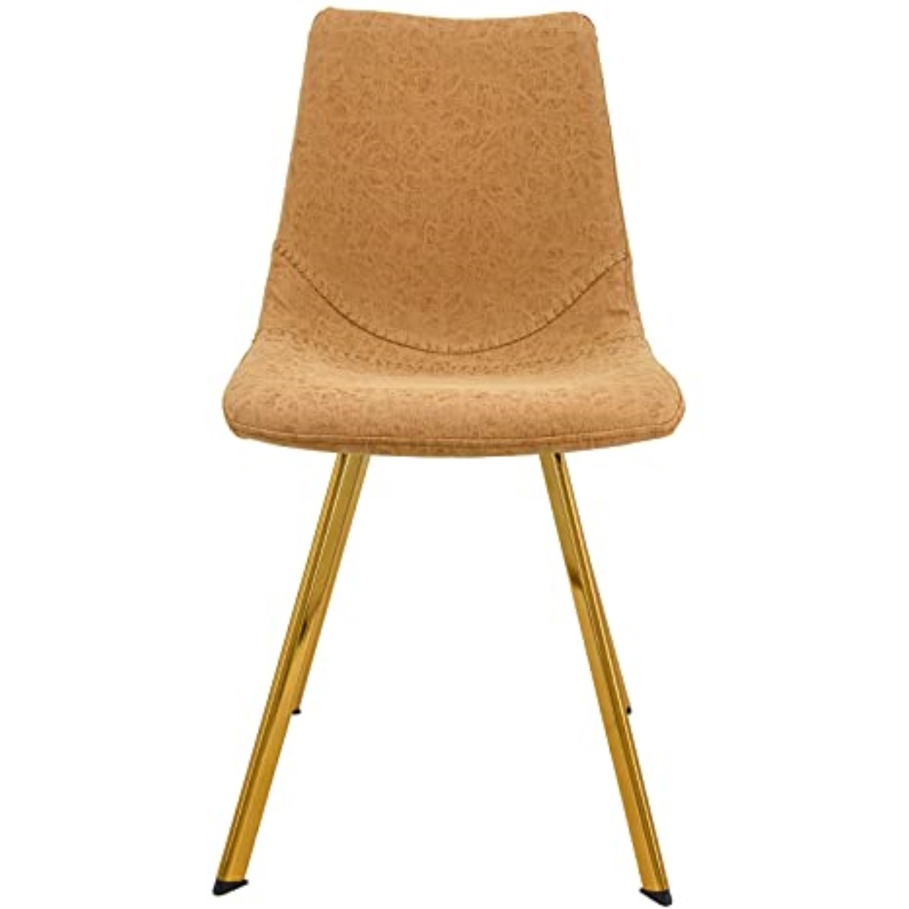 LeisureMod Markley Modern Leather Dining Chair With Gold Legs Set of 4