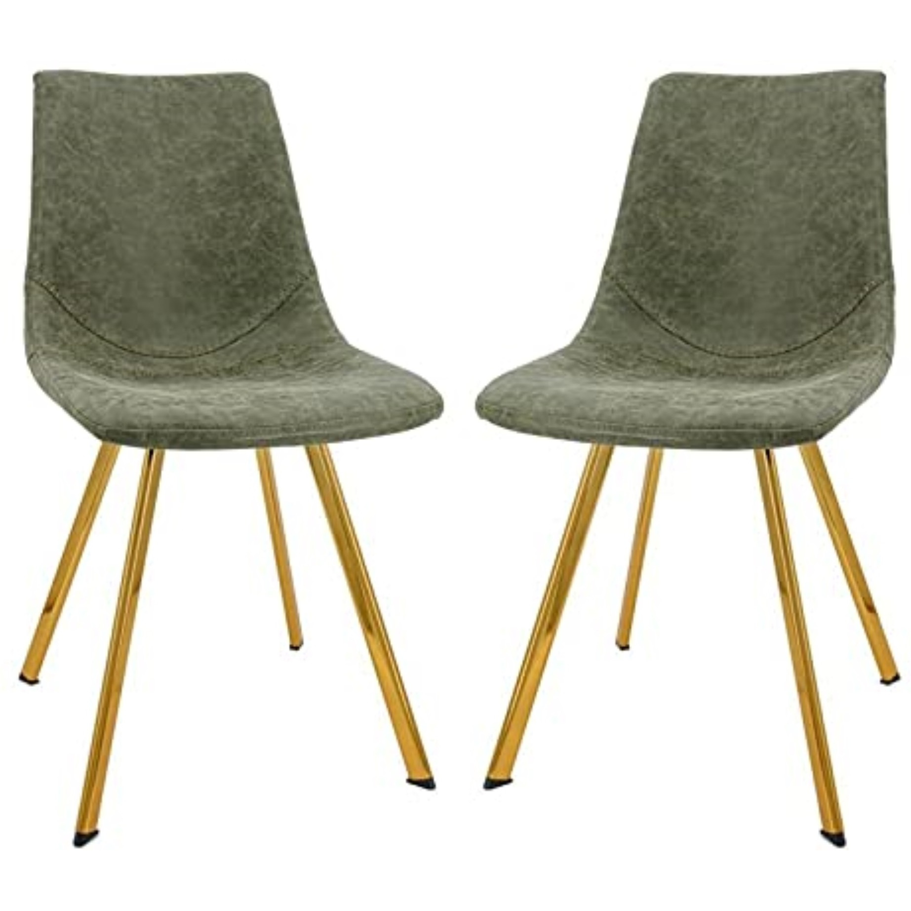 LeisureMod Markley Modern Leather Dining Chair With Gold Legs Set of 2