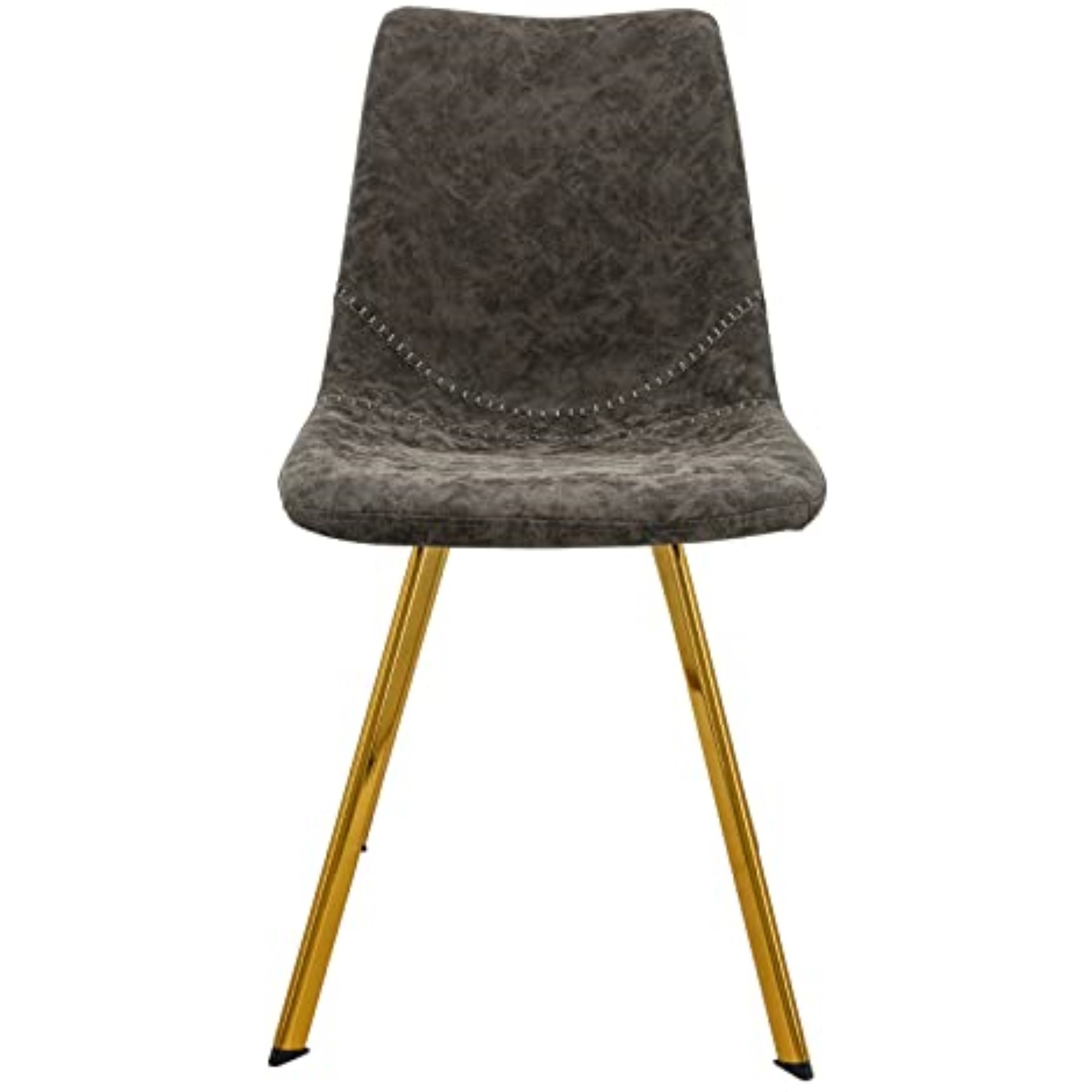 LeisureMod Markley Modern Leather Dining Chair With Gold Legs Set of 4