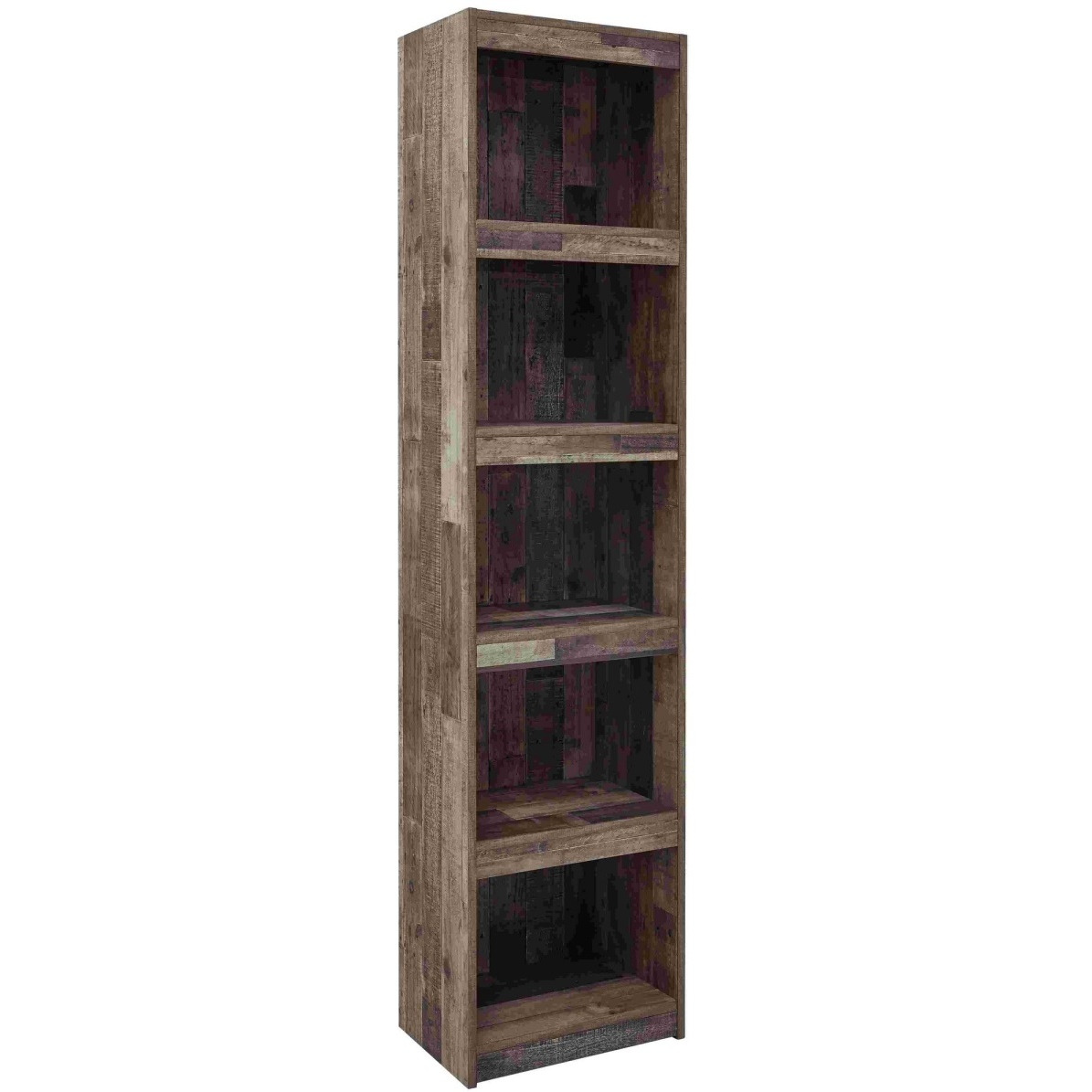 Pier with 5 Open Compartments and Plank Style, Rustic Brown