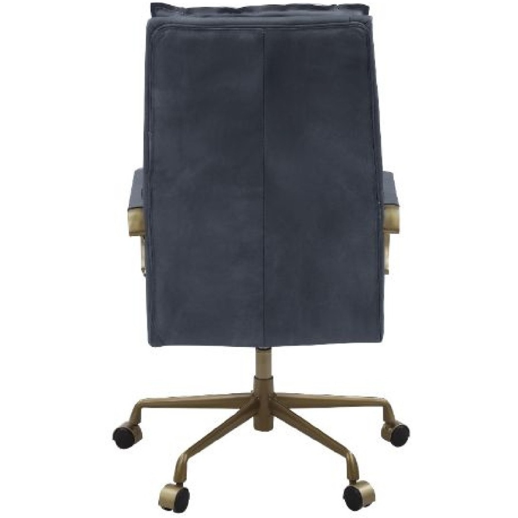 Office Chair with Leatherette Seat and Tufted Details, Gray