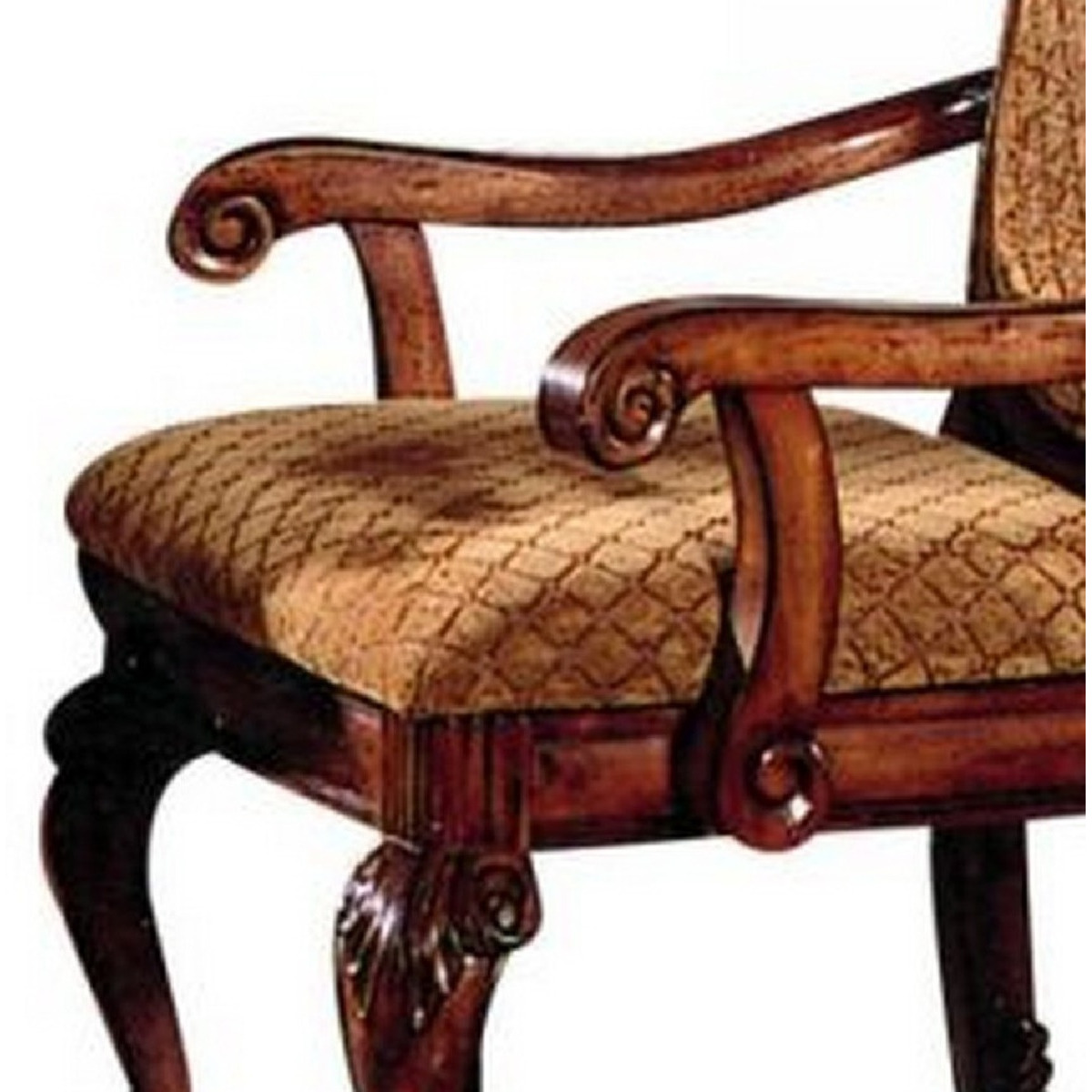 Arm Chair with Fabric Seat and Crown Top, Set of 2, Brown