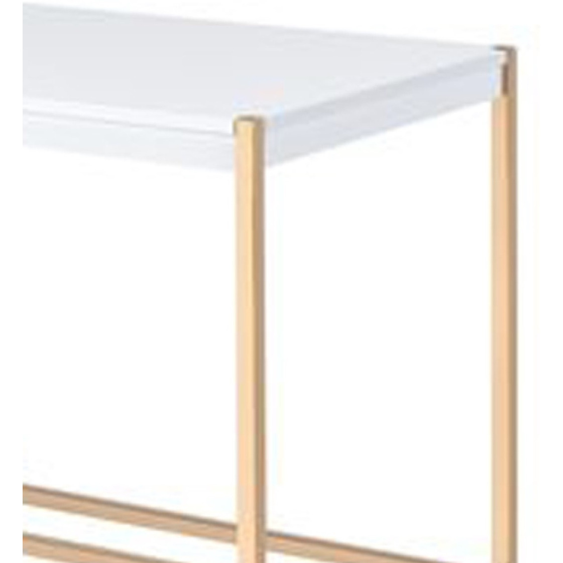 Writing Desk with USB Dock and Metal Legs, White and Rose Gold
