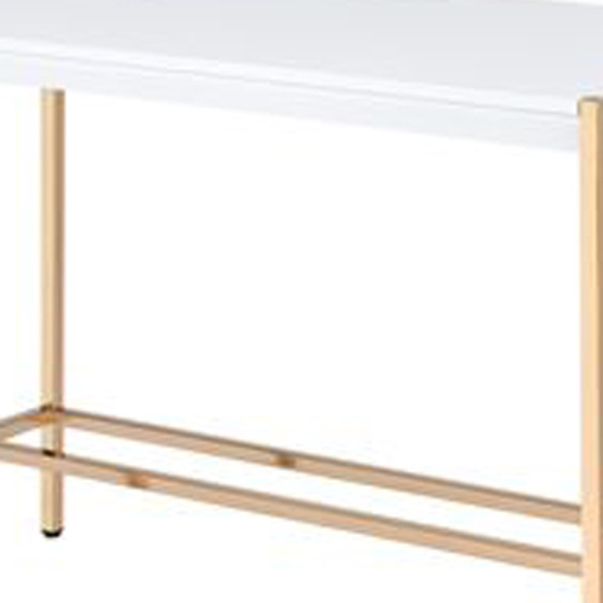 Writing Desk with USB Dock and Metal Legs, White and Rose Gold