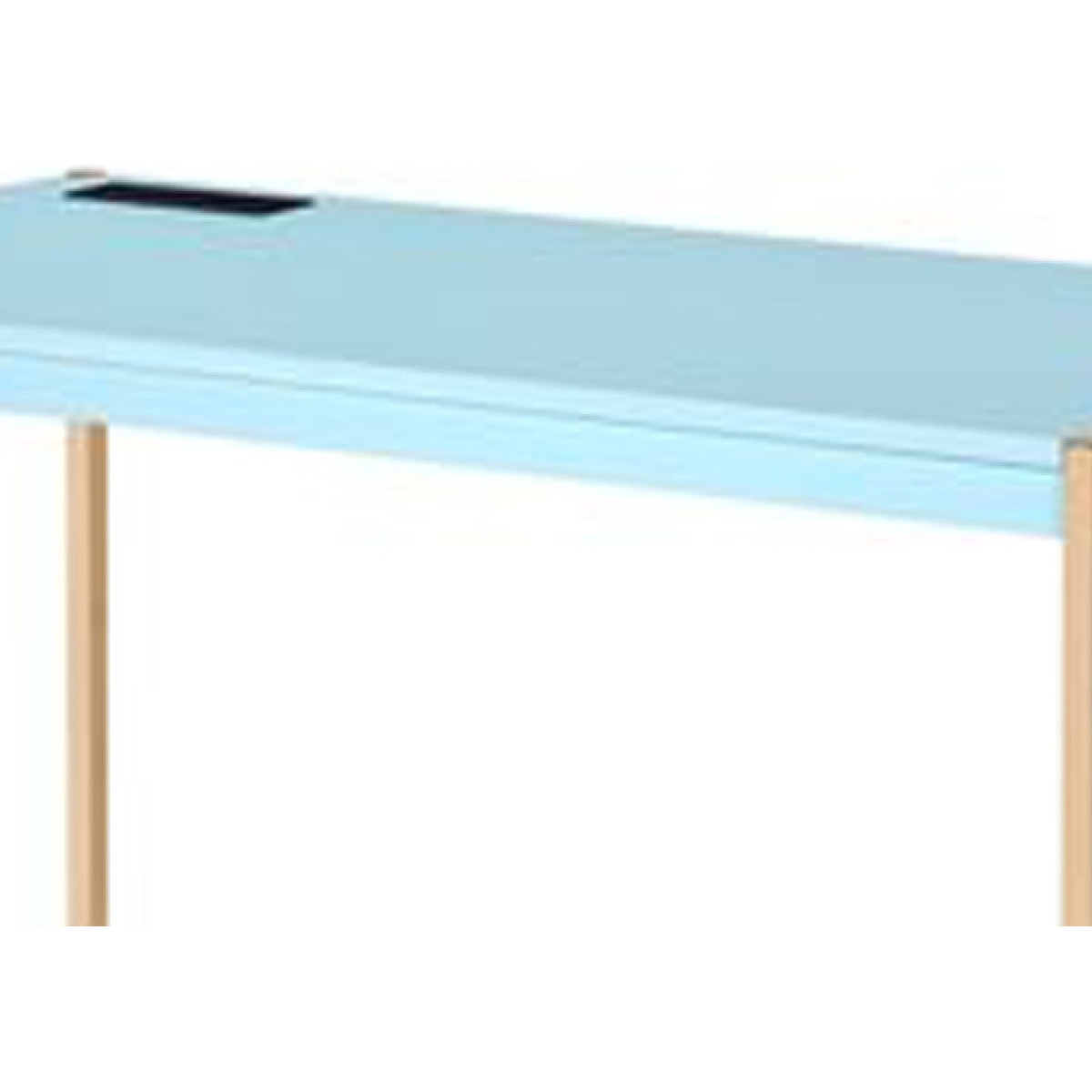 Writing Desk with USB Dock and Metal Legs, Sky Blue and Gold