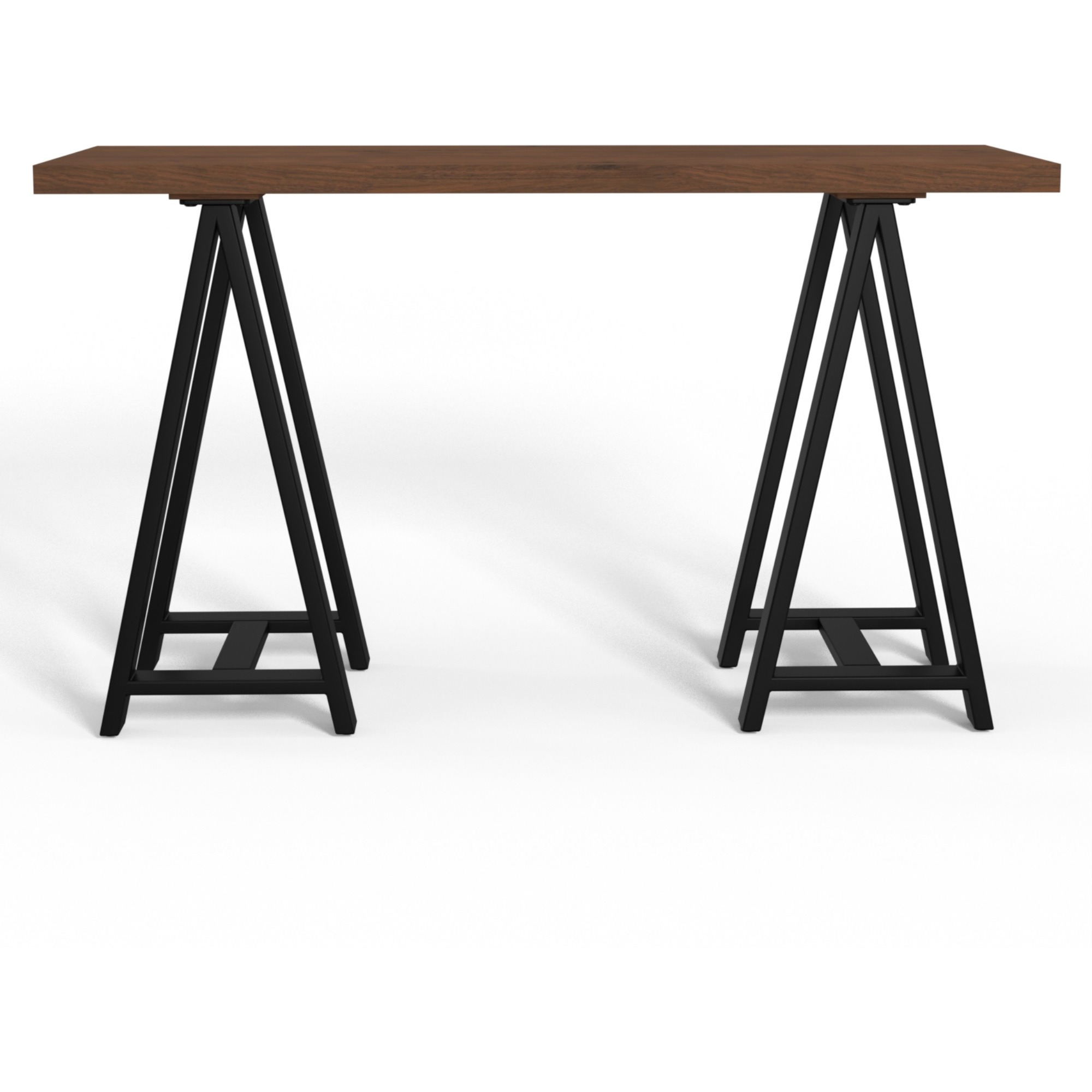 Sawhorse Solid Walnut Veneer and Metal Console Sofa Table