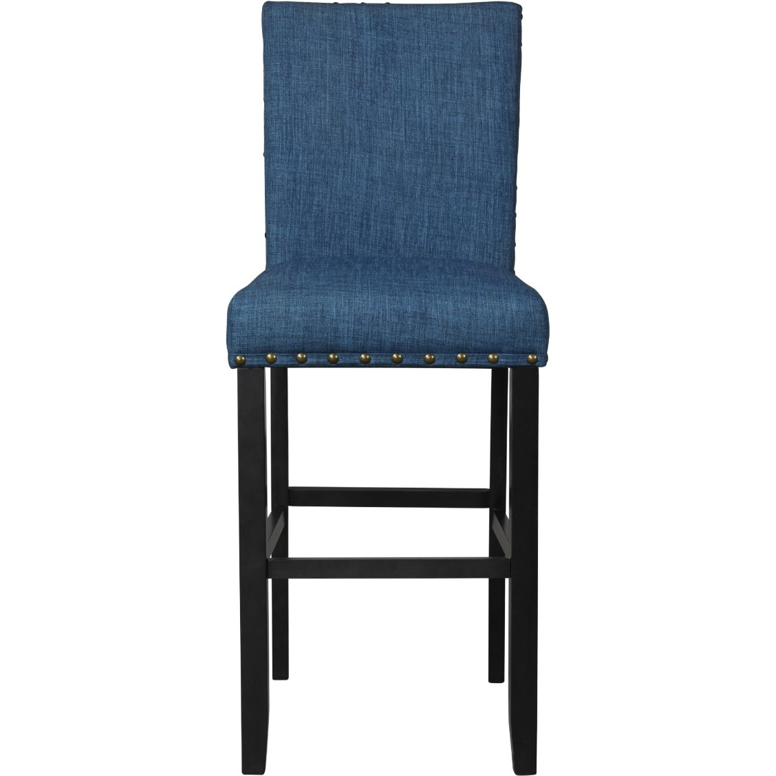 Bar Chair with Fabric Seat and Nailhead Trim, Set of 2, Blue