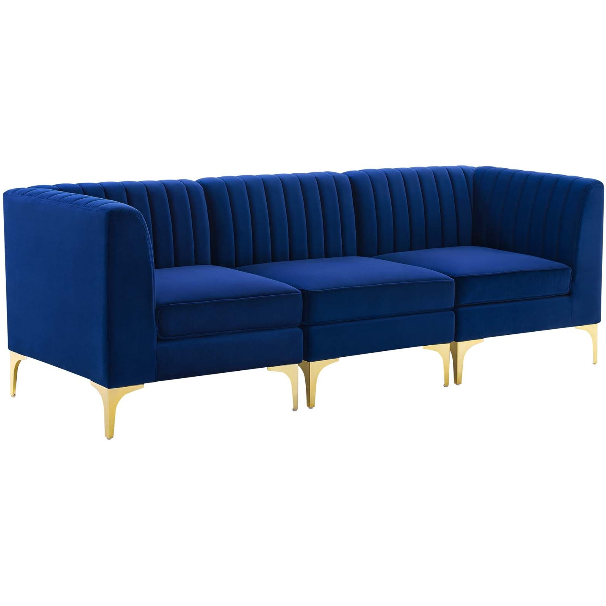 Triumph Channel Tufted Performance Velvet 3-Seater Sofa