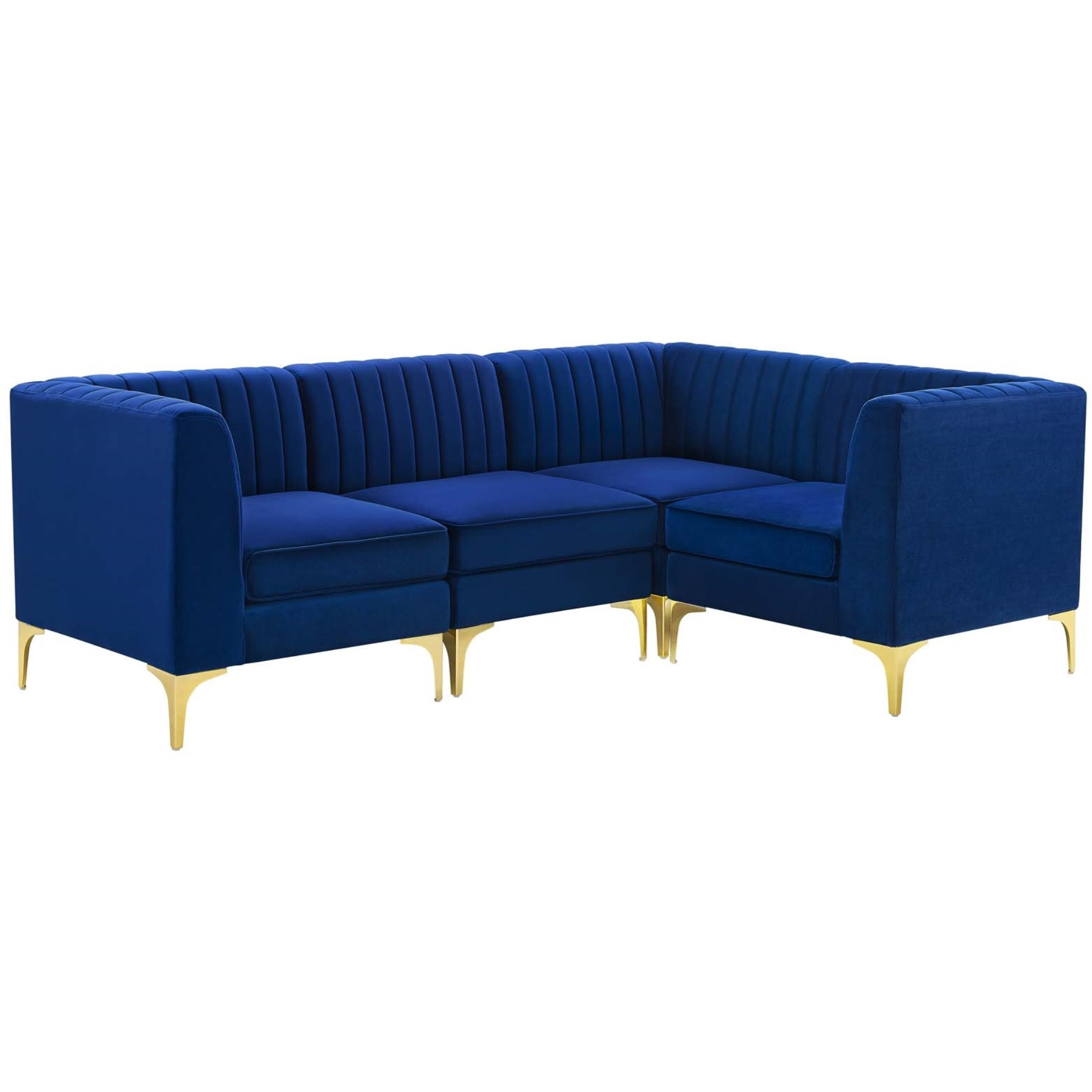 Triumph Channel Tufted Performance Velvet 4-Piece Sectional Sofa