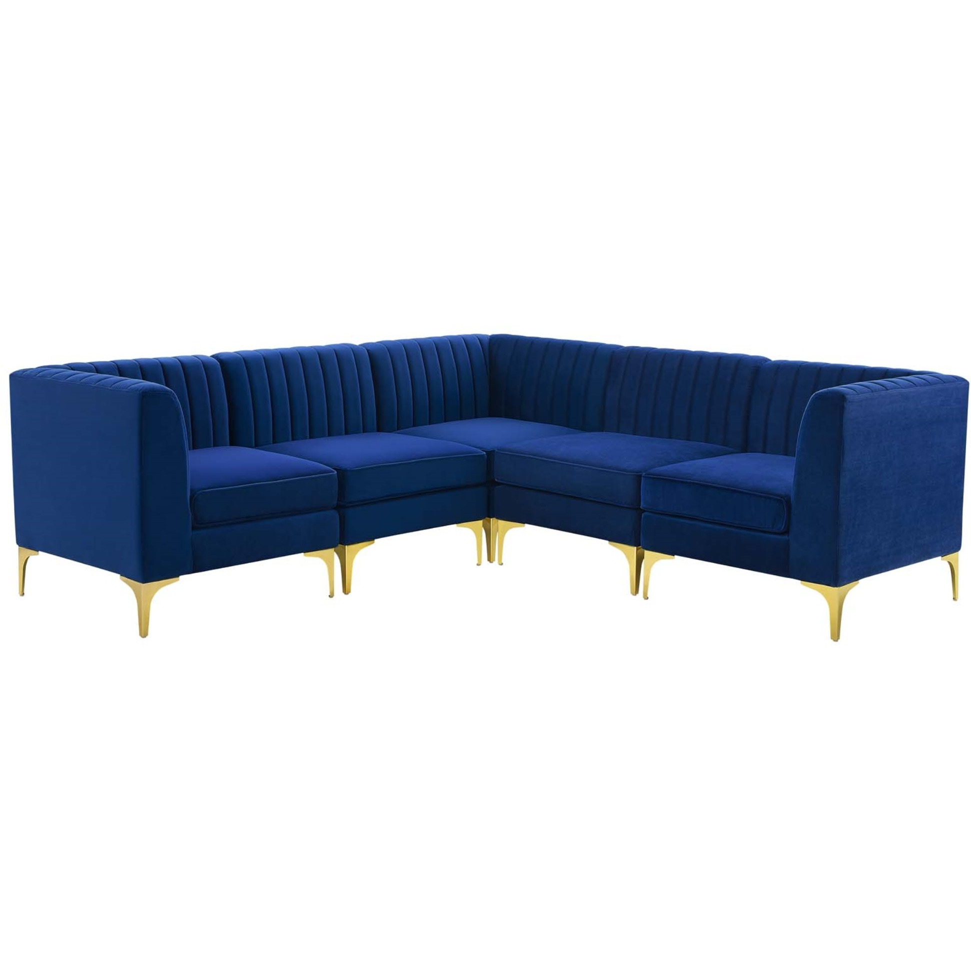Triumph Channel Tufted Performance Velvet 5-Piece Sectional Sofa