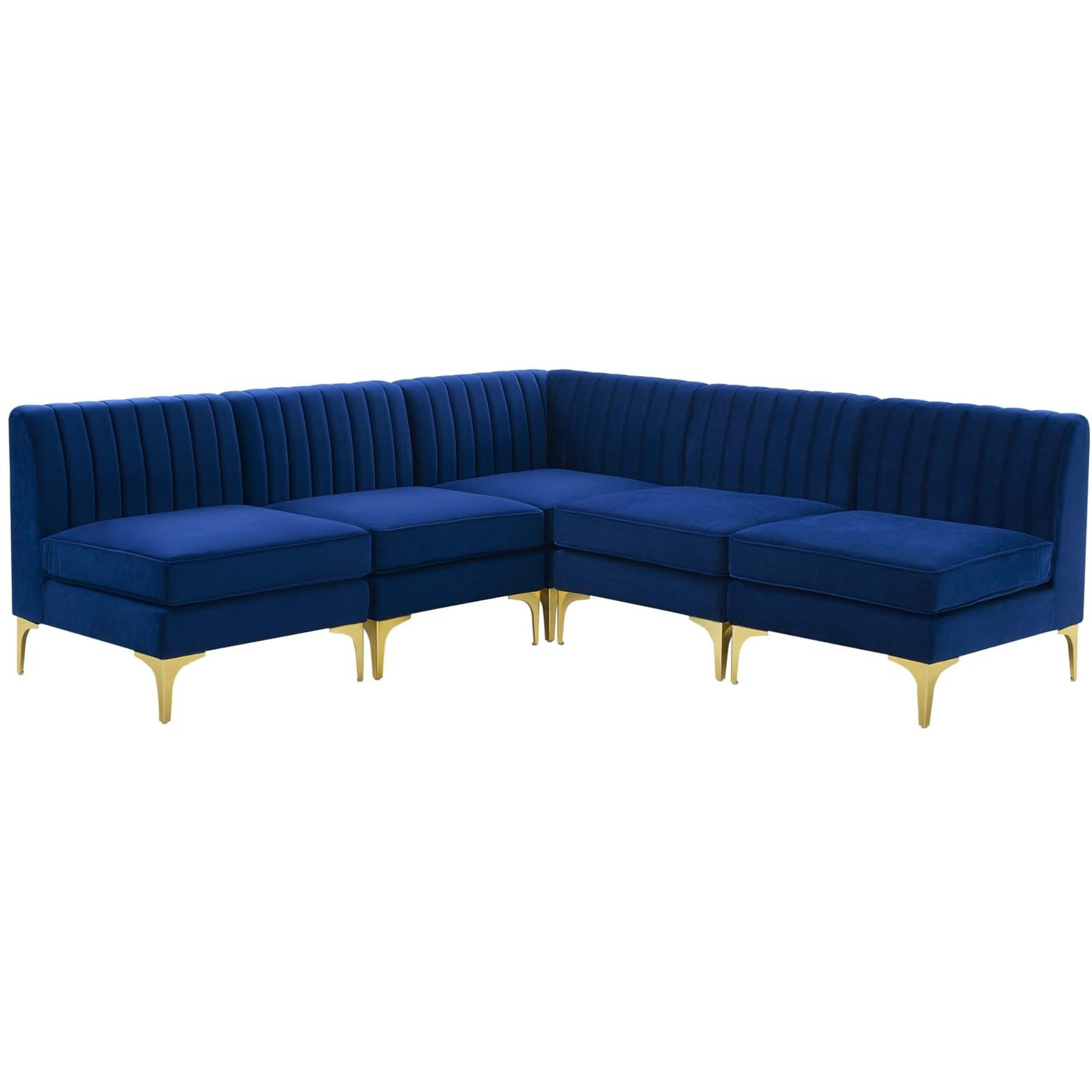 Triumph Channel Tufted Performance Velvet 5-Piece Sectional Sofa