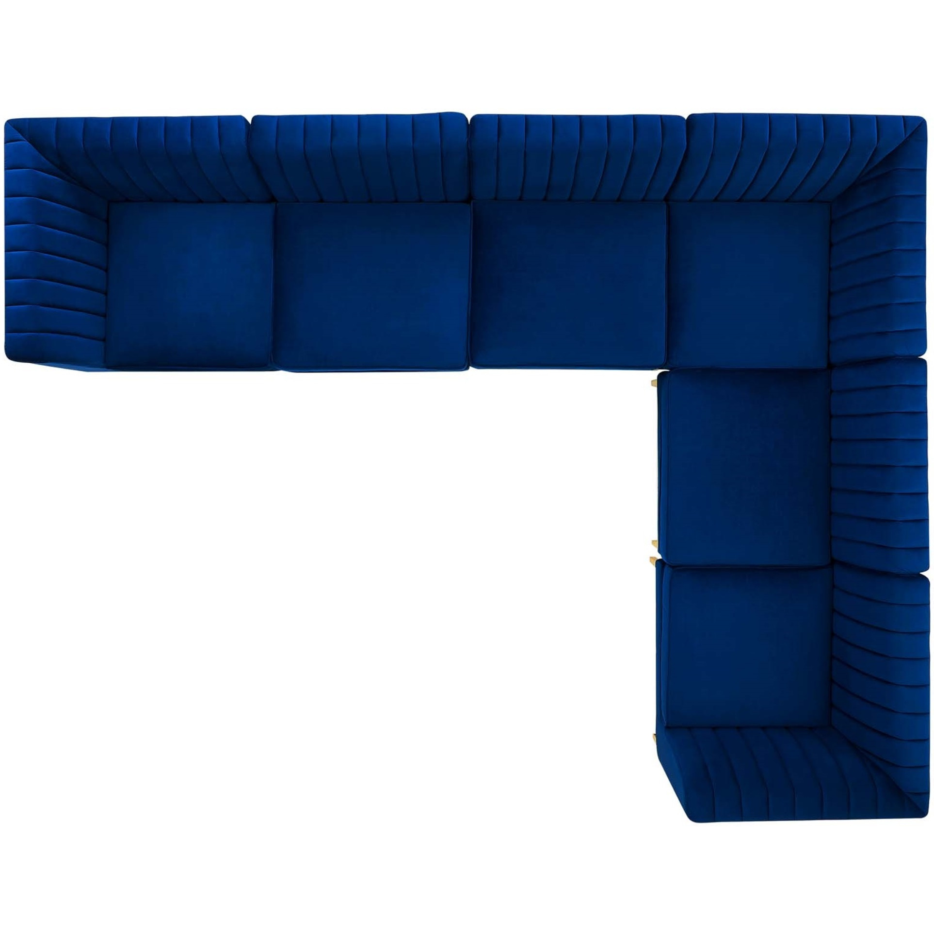 Triumph Channel Tufted Performance Velvet 6-Piece Sectional Sofa
