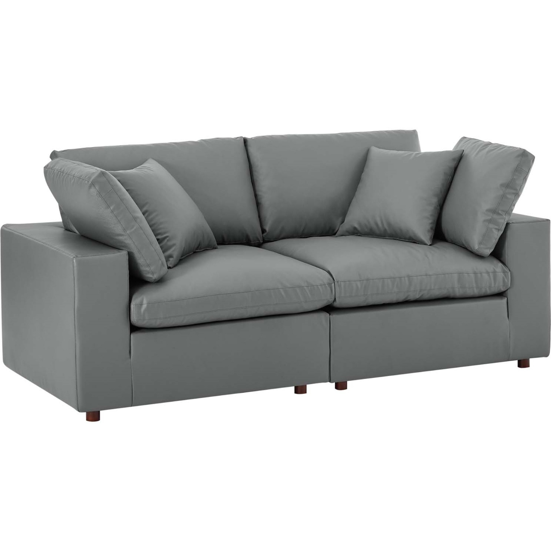 Commix Down Filled Overstuffed Vegan Leather Loveseat
