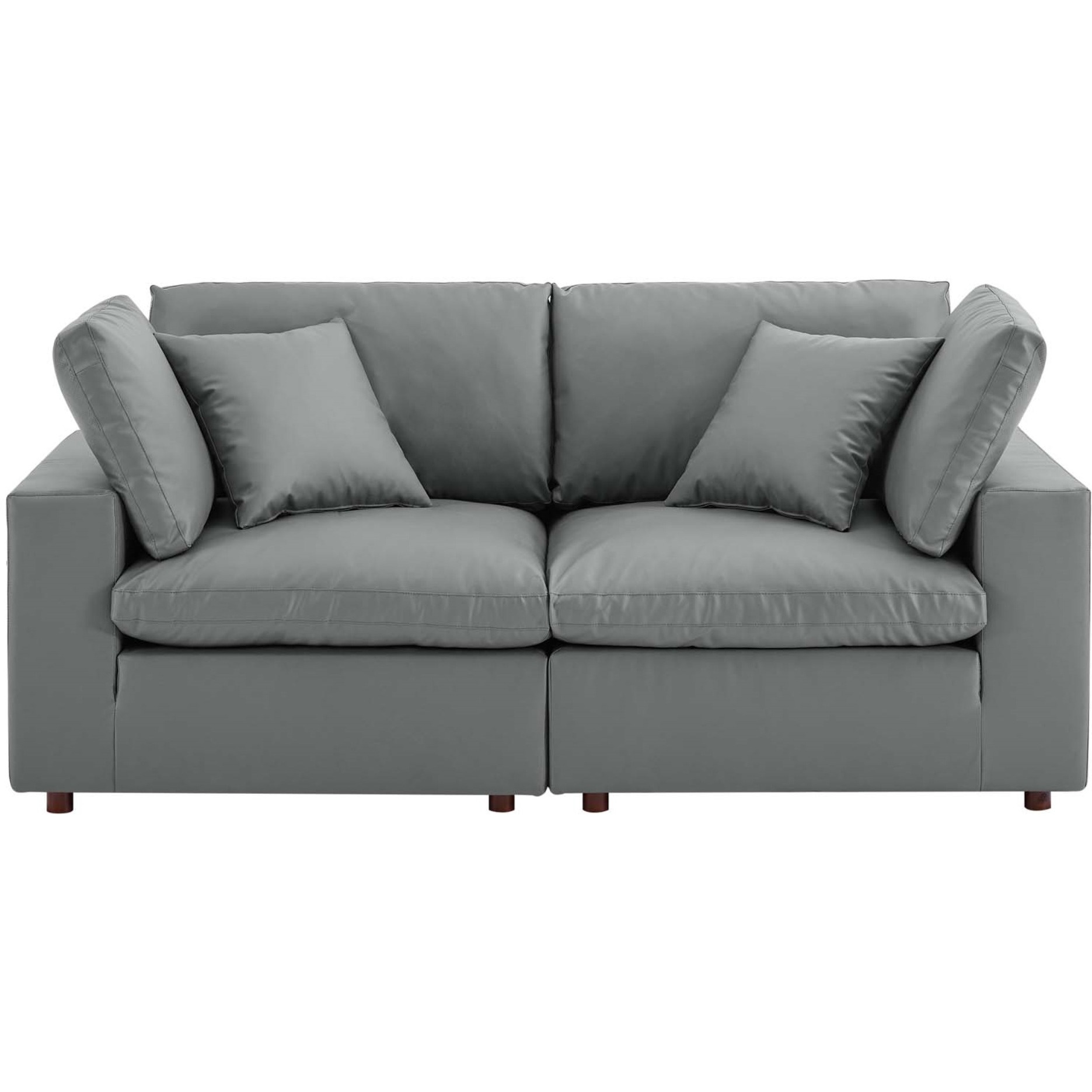 Commix Down Filled Overstuffed Vegan Leather Loveseat