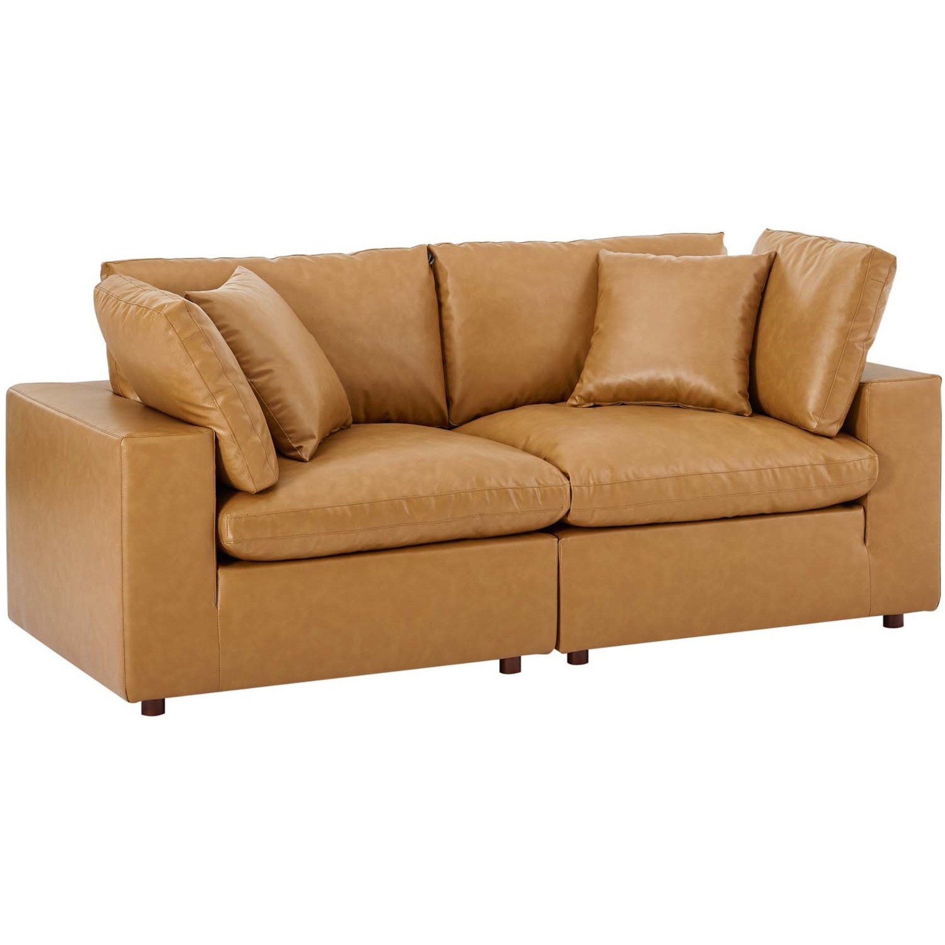 Commix Down Filled Overstuffed Vegan Leather Loveseat