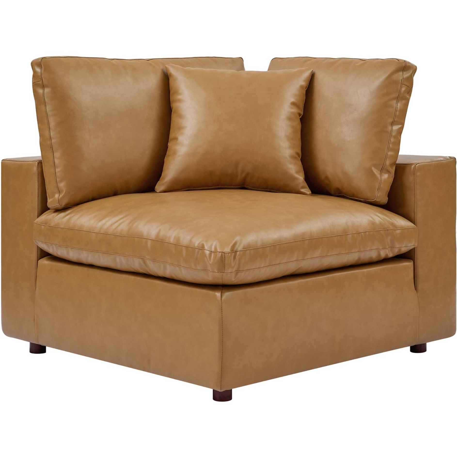 Commix Down Filled Overstuffed Vegan Leather Loveseat