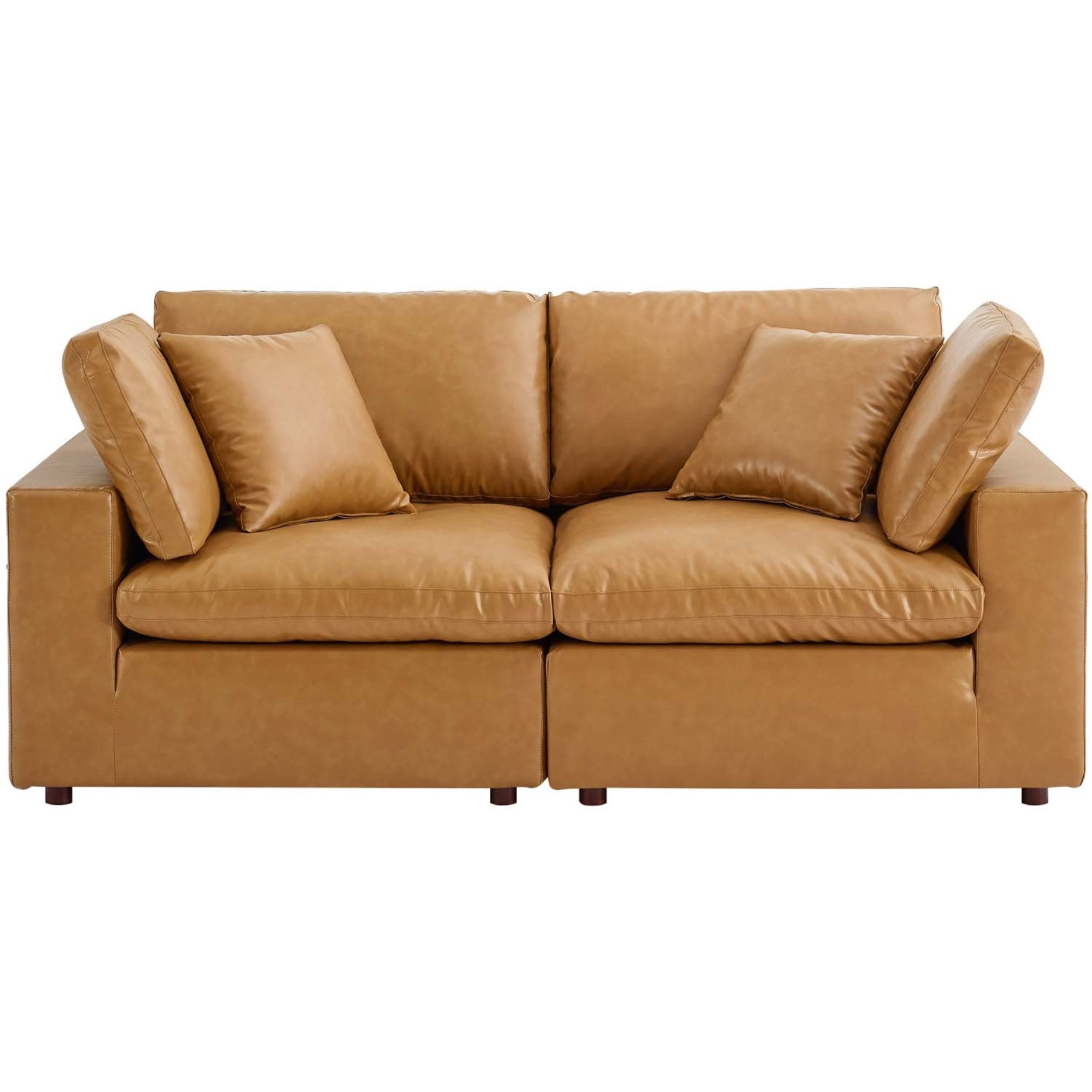 Commix Down Filled Overstuffed Vegan Leather Loveseat