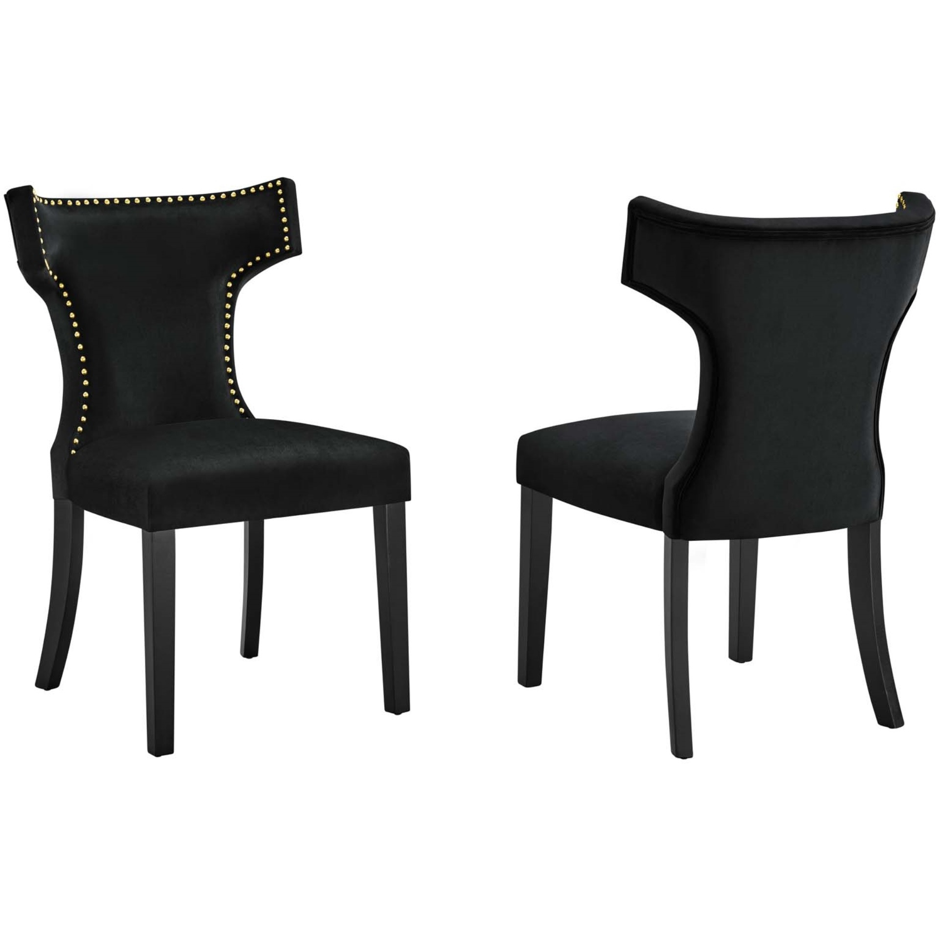 Curve Performance Velvet Dining Chairs - Set of 2