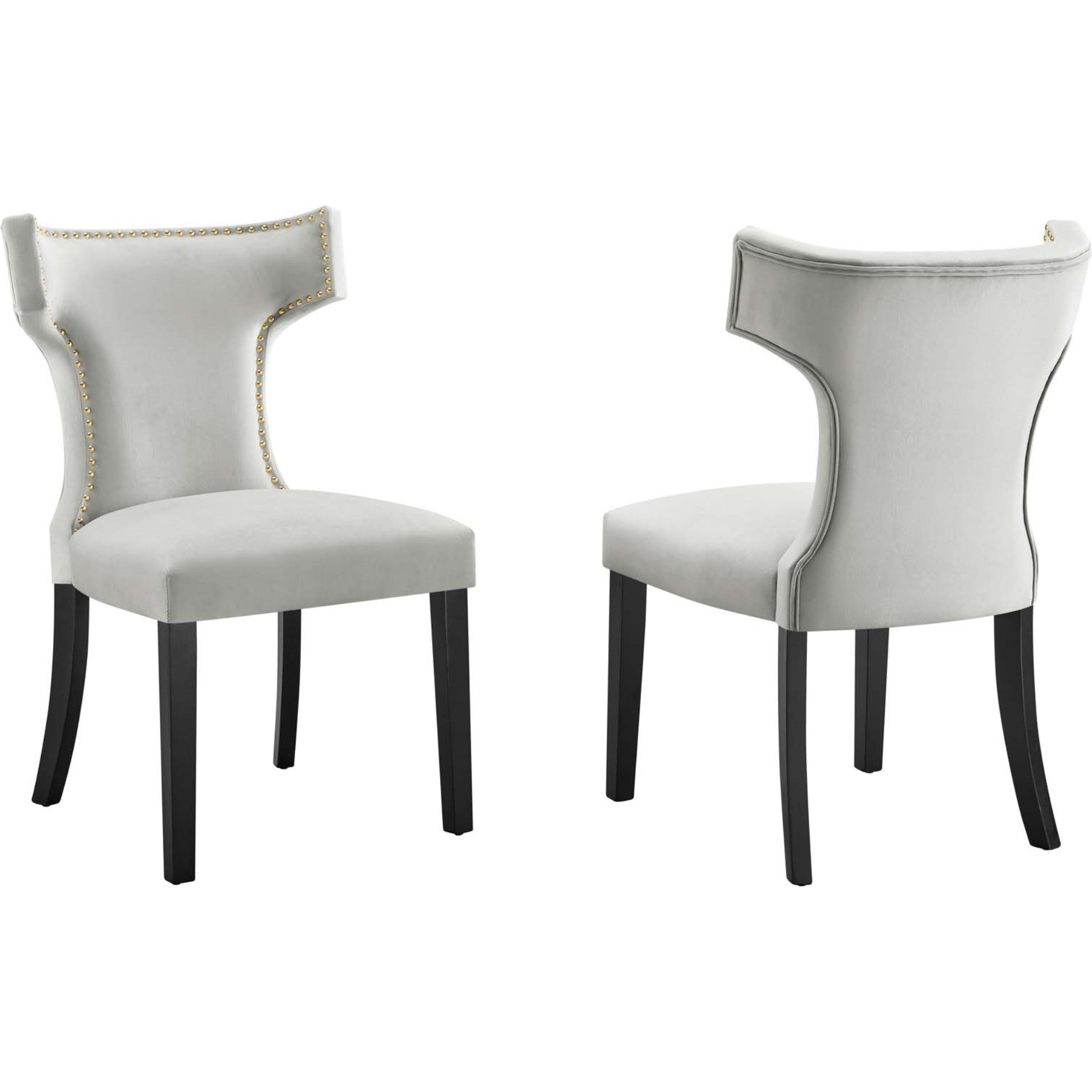 Curve Performance Velvet Dining Chairs - Set of 2