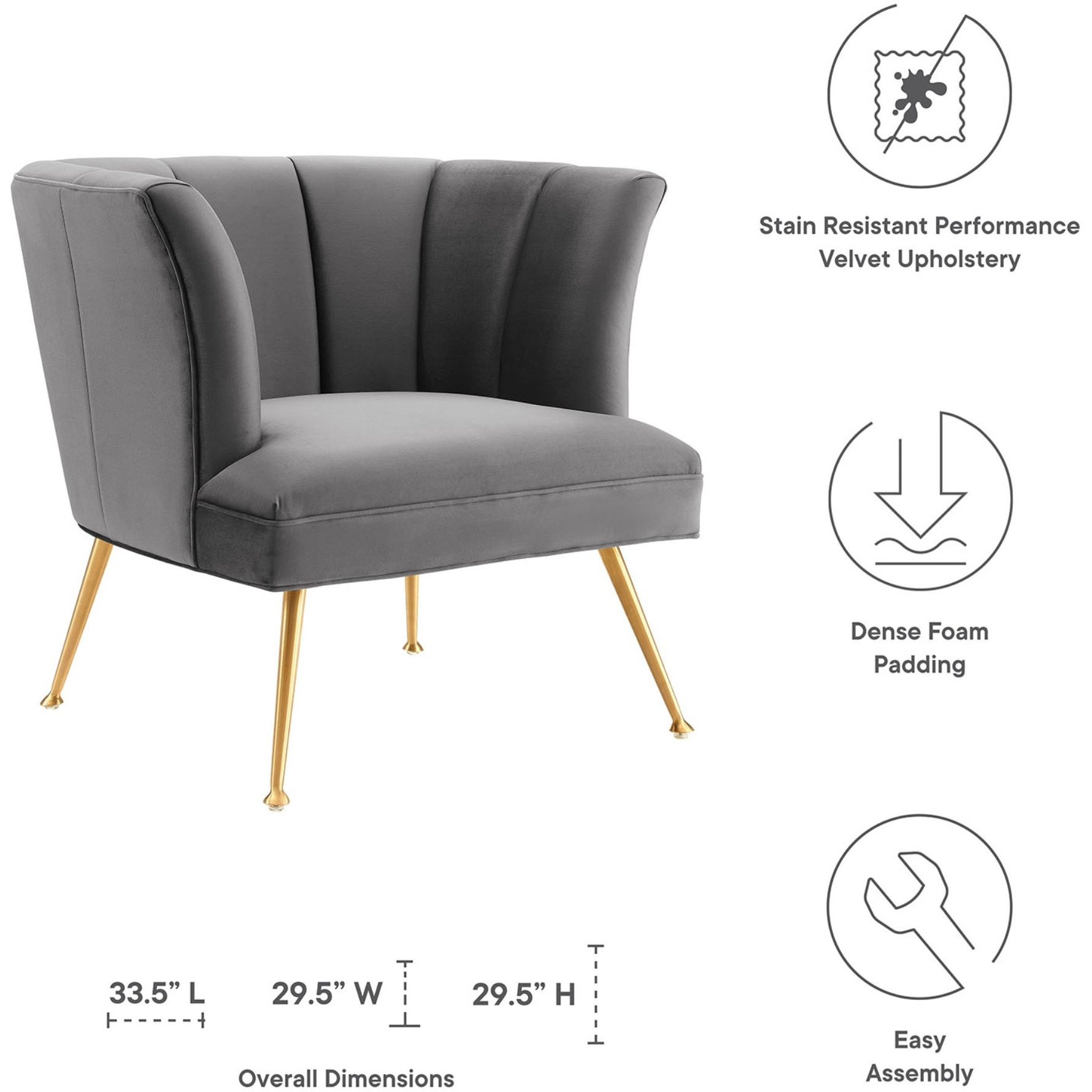 Veronica Channel Tufted Performance Velvet Armchair