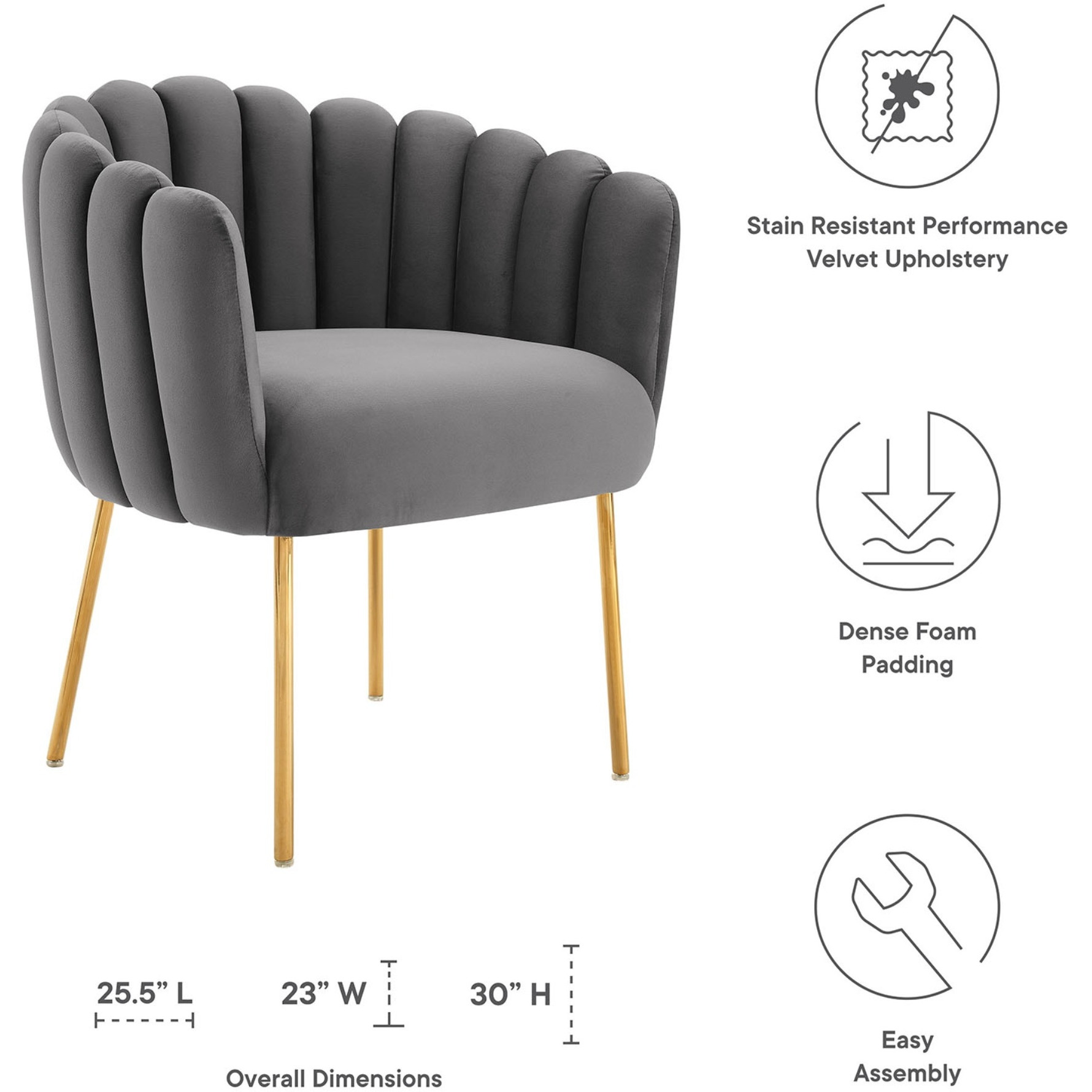 Sanna Channel Tufted Performance Velvet Armchair