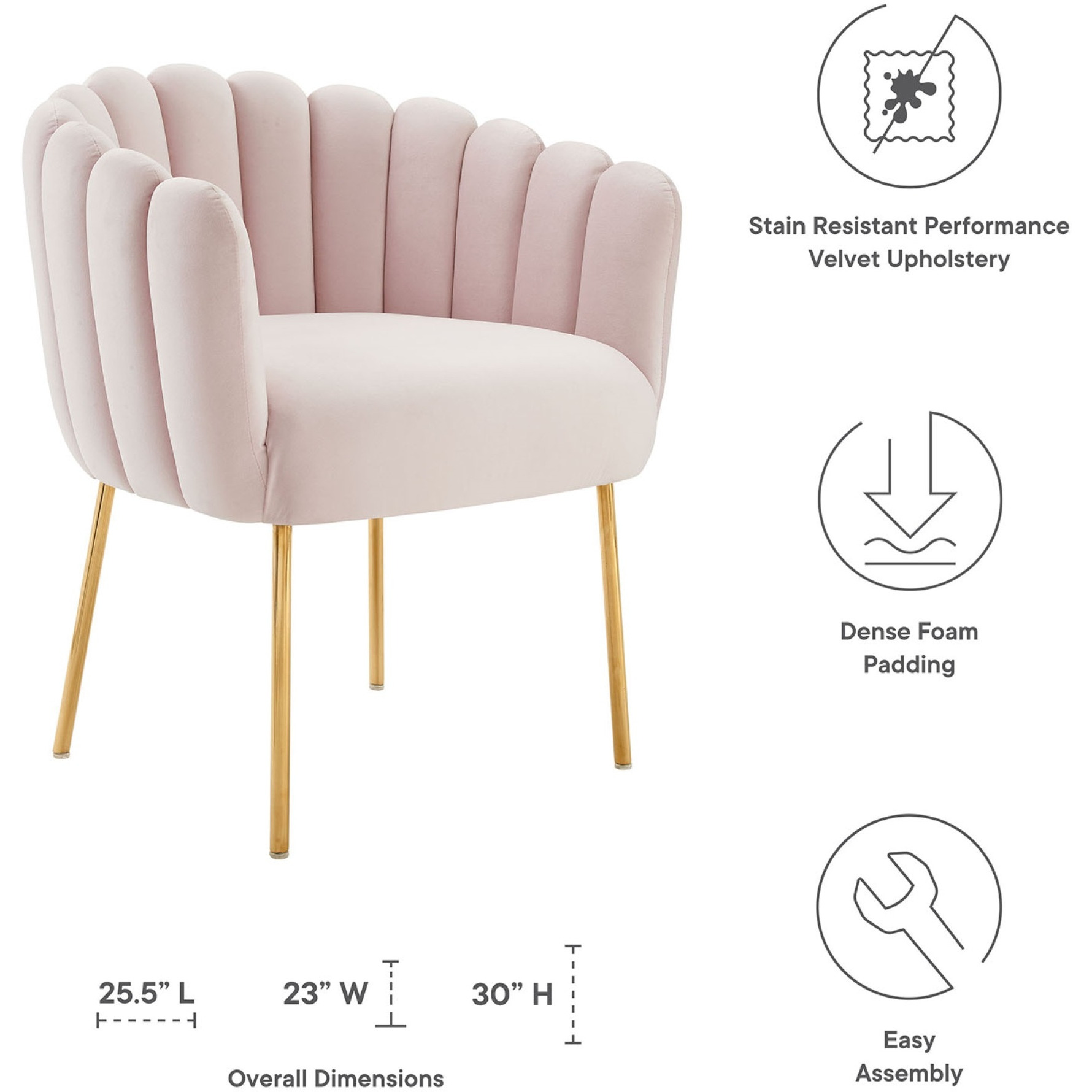 Sanna Channel Tufted Performance Velvet Armchair