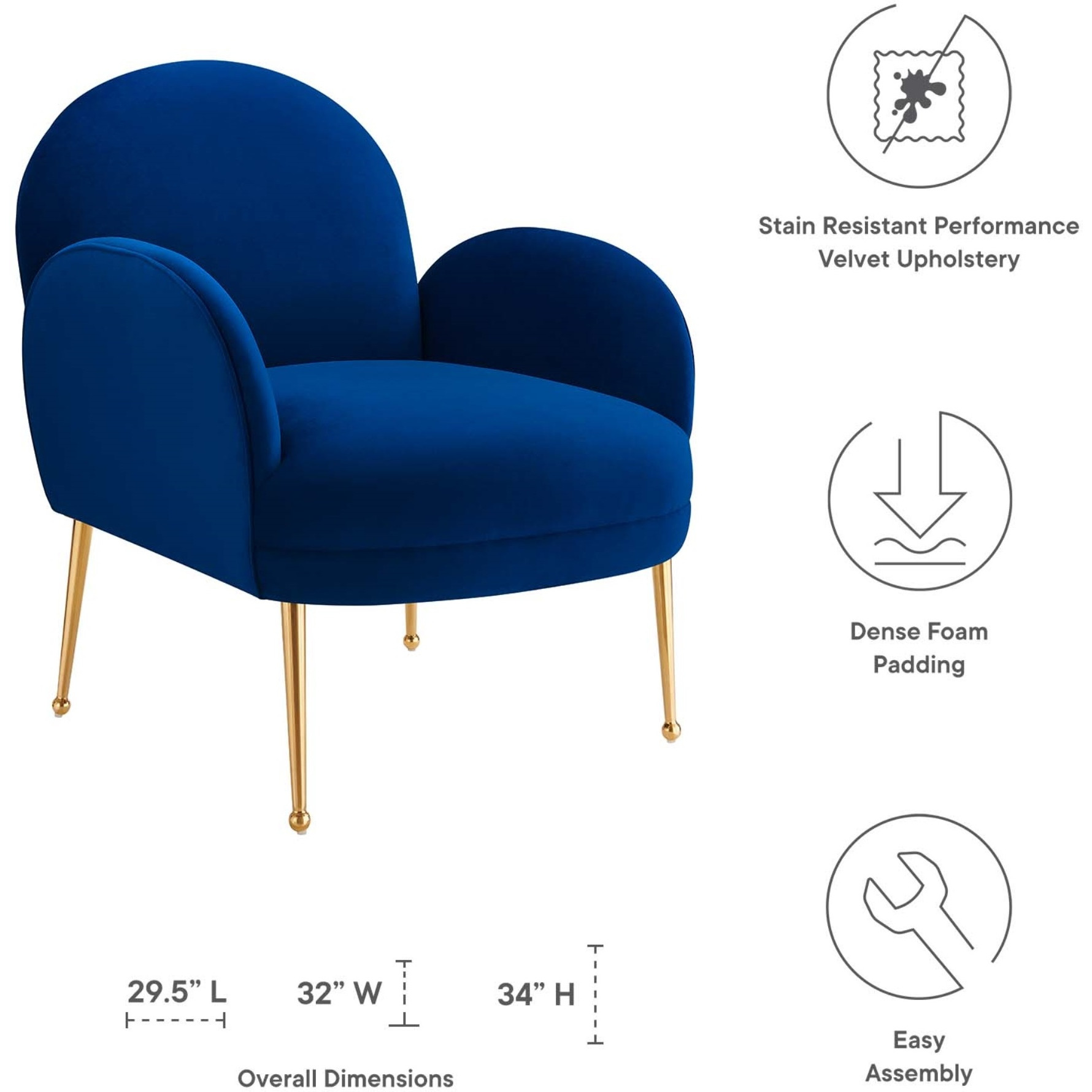 Transcend Performance Velvet Armchair