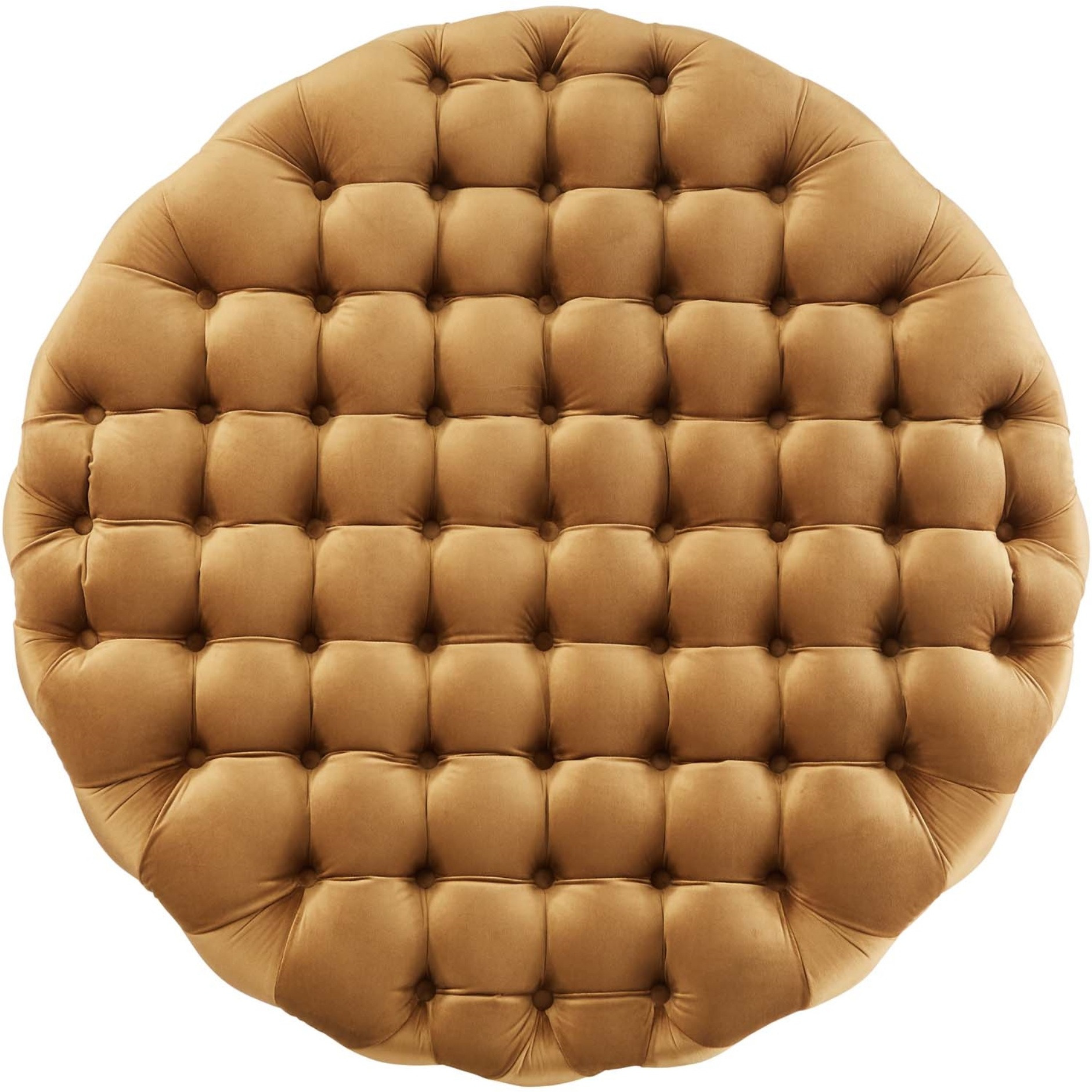 Amour Tufted Button Large Round Performance Velvet Ottoman