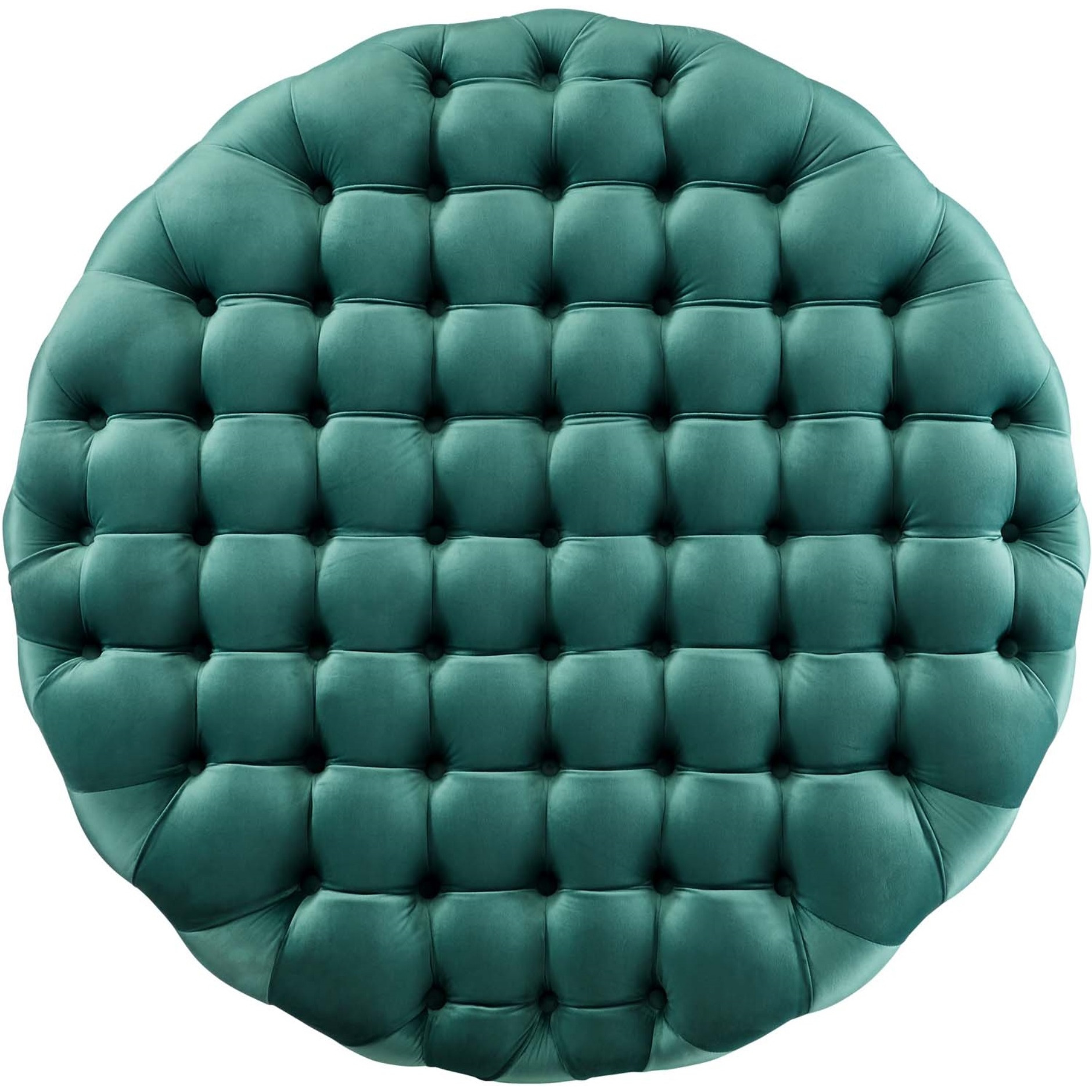 Amour Tufted Button Large Round Performance Velvet Ottoman