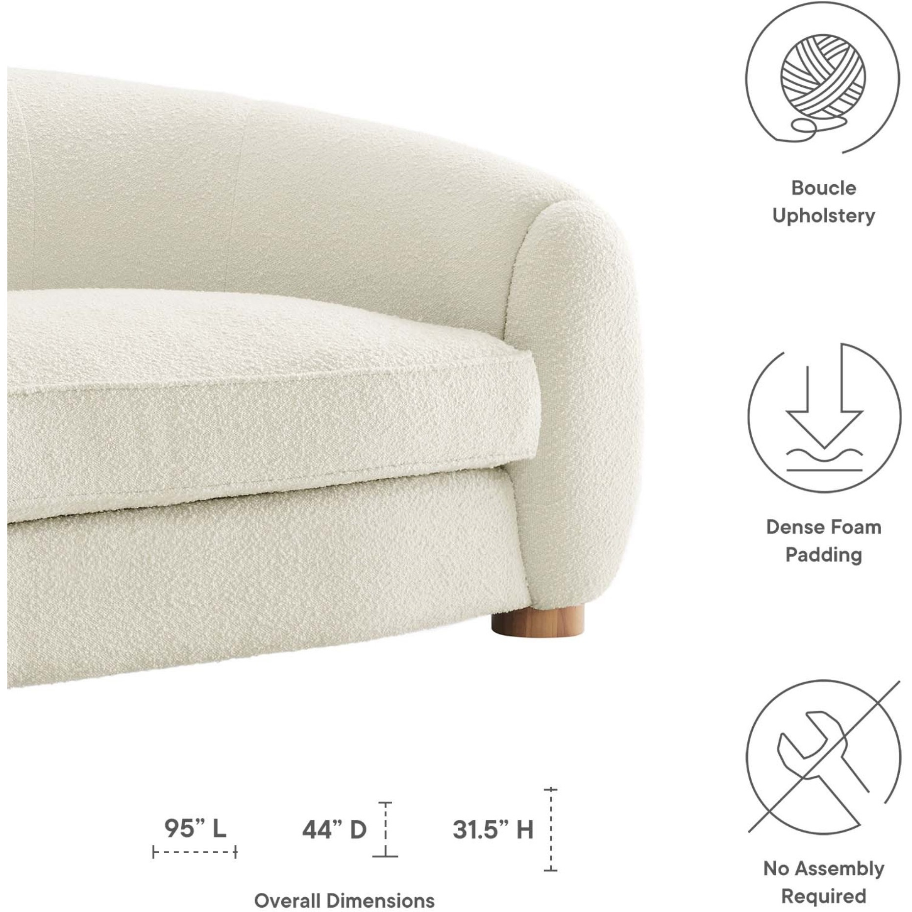 Abundant Boucle Upholstered Fabric Sofa