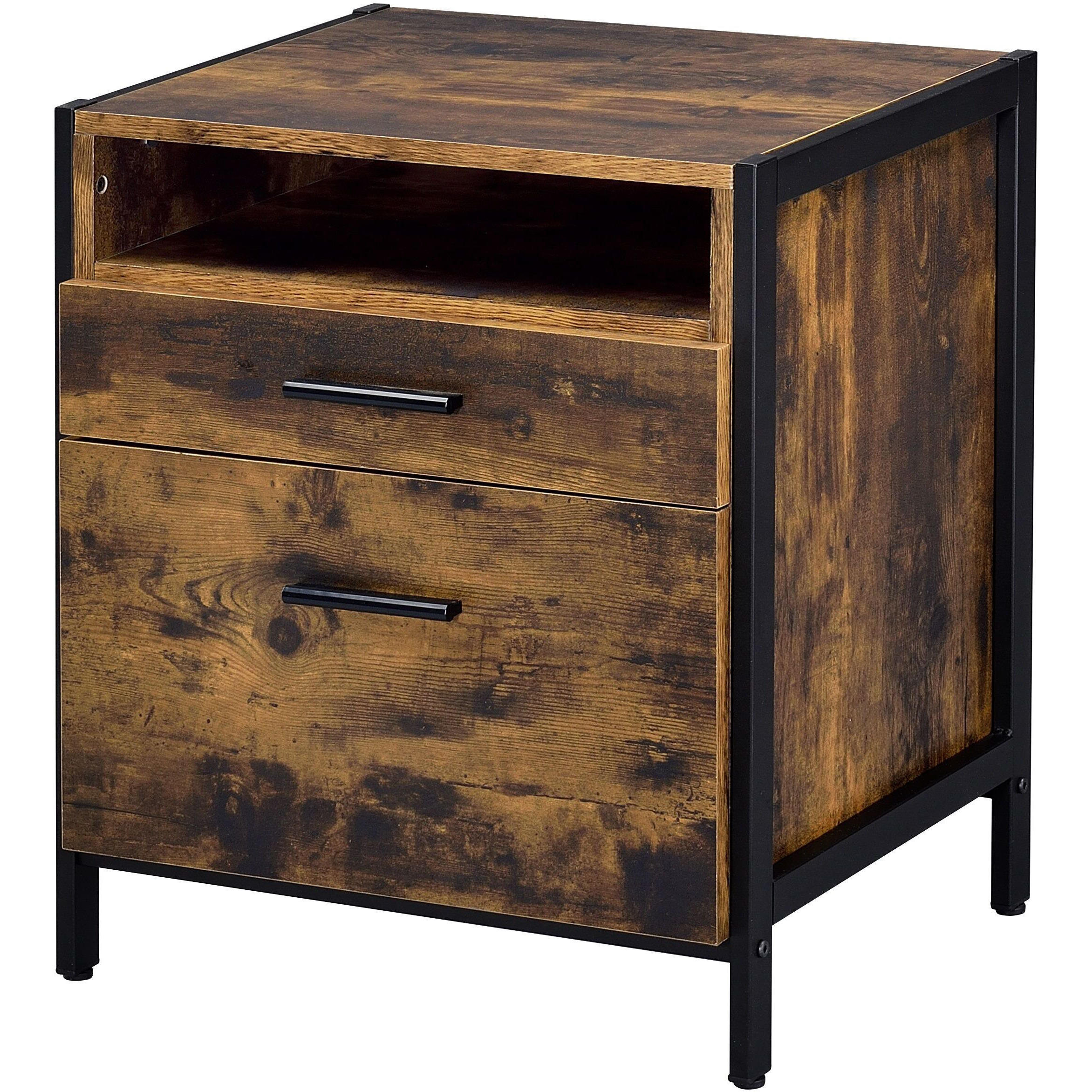24263 Nightstand - Rustic Oak & Black Finish