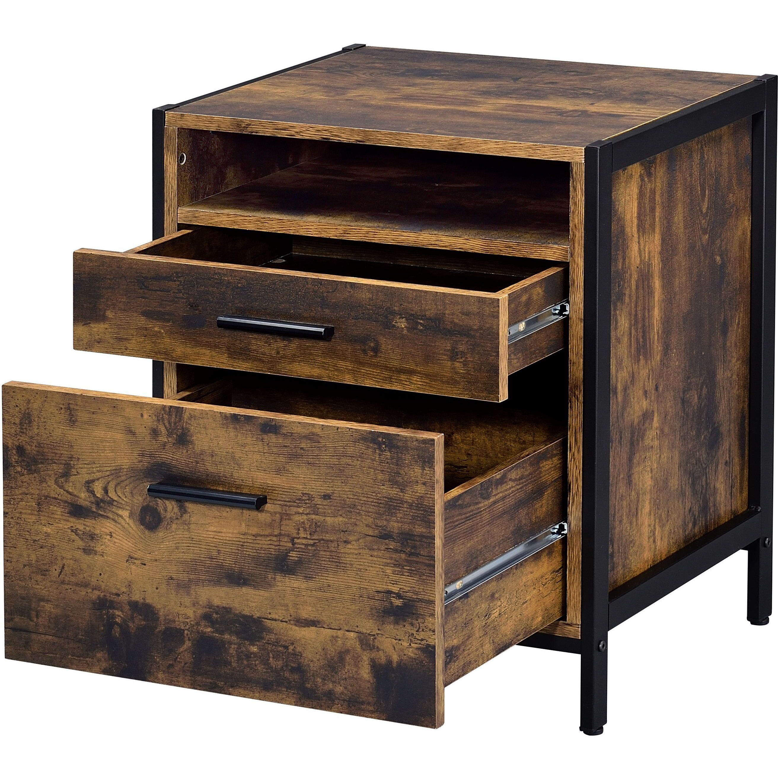 24263 Nightstand - Rustic Oak & Black Finish