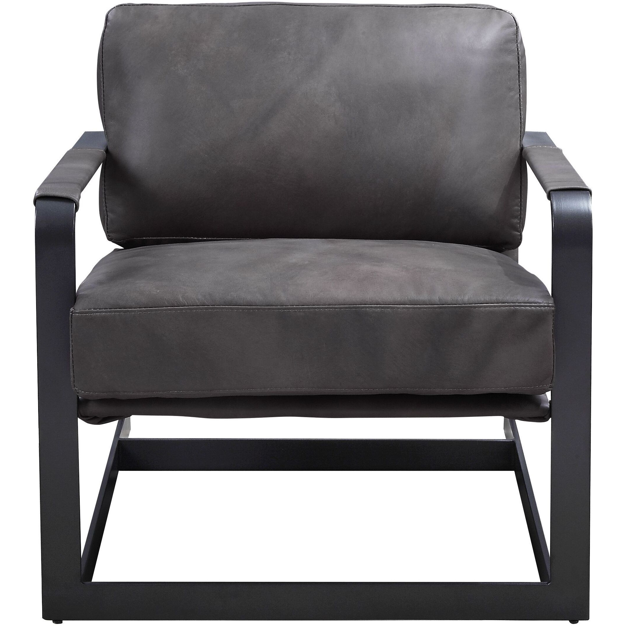 59944 Accent Chair - Gray Top Grain Leather & Black Finish