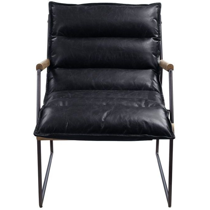 59946 Accent Chair - Distress Espresso Top Grain Leather & Matt Iron Finish