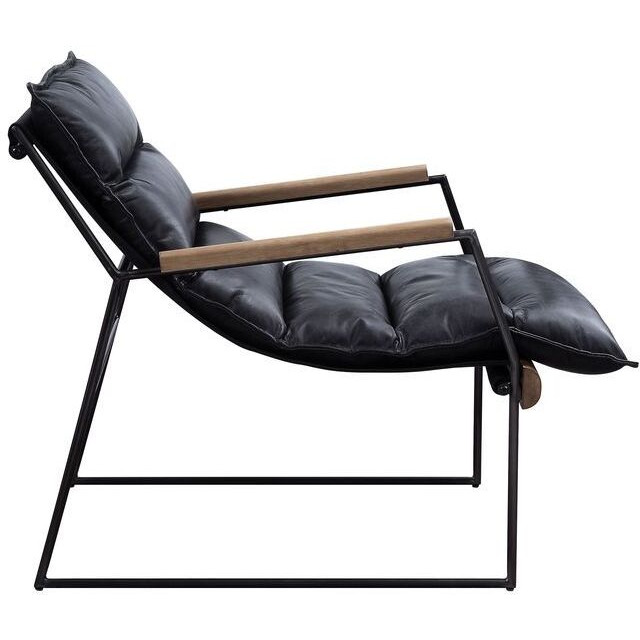 59946 Accent Chair - Distress Espresso Top Grain Leather & Matt Iron Finish