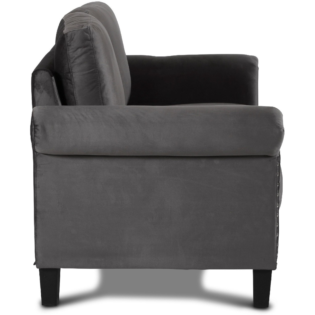 Judy 60 Inch Velvet Upholstered Loveseat with Nailhead Trim, Gray