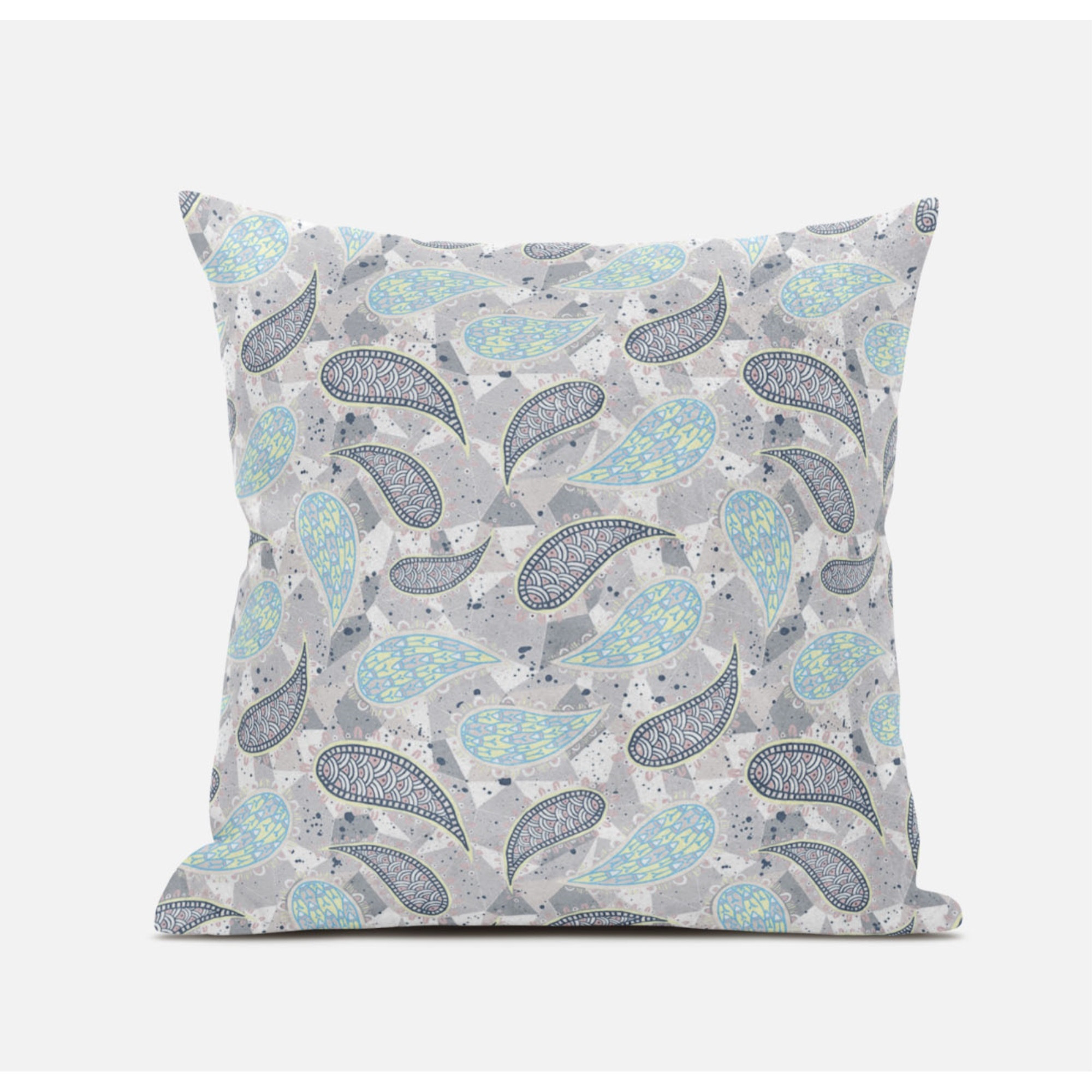 Paisley on Abstract Suede Blown and Closed Pillow by Amrita Sen in Black Red