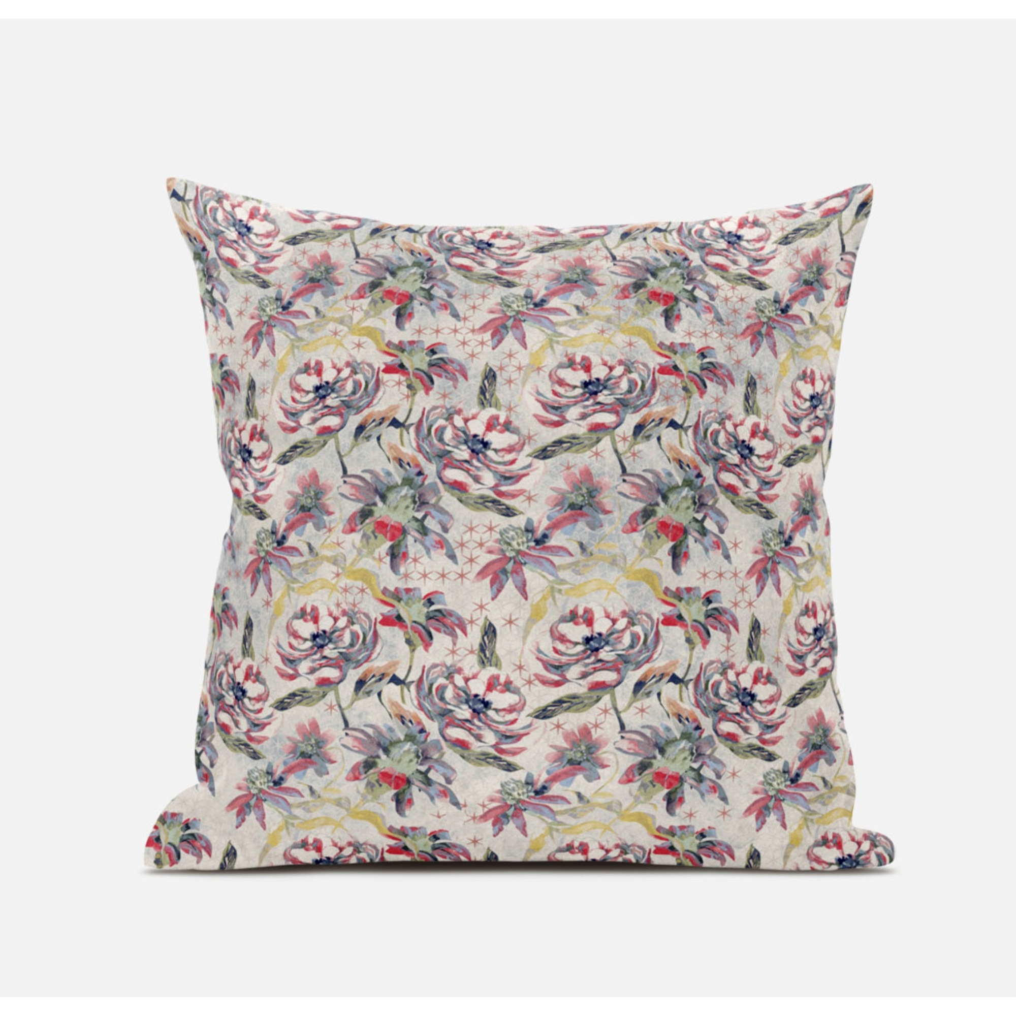 Roses Sprayed Stars Suede Blown and Closed Pillow by Amrita Sen in Red Gold