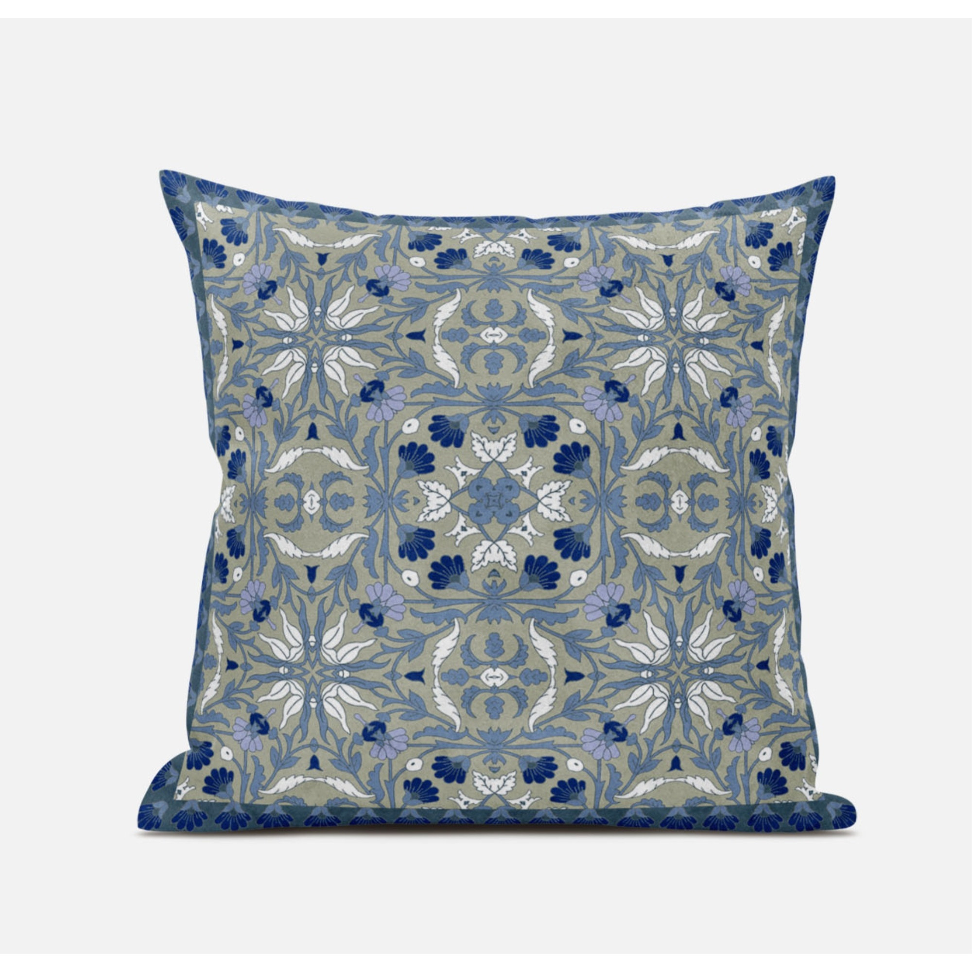 Jahan Paisley Suede Blown and Closed Pillow by Amrita Sen in Orange Indigo