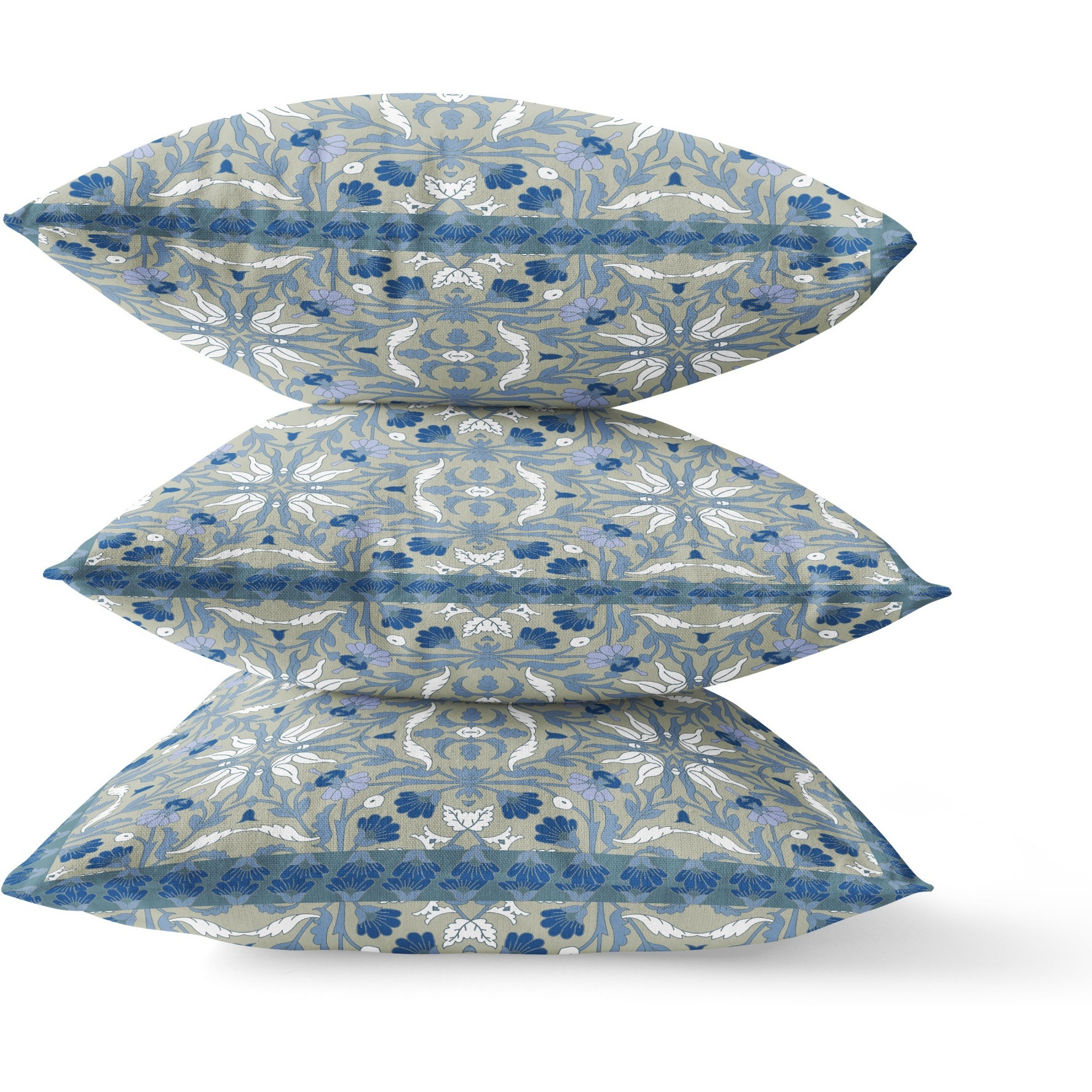 Jahan Paisley Suede Blown and Closed Pillow by Amrita Sen in Orange Indigo