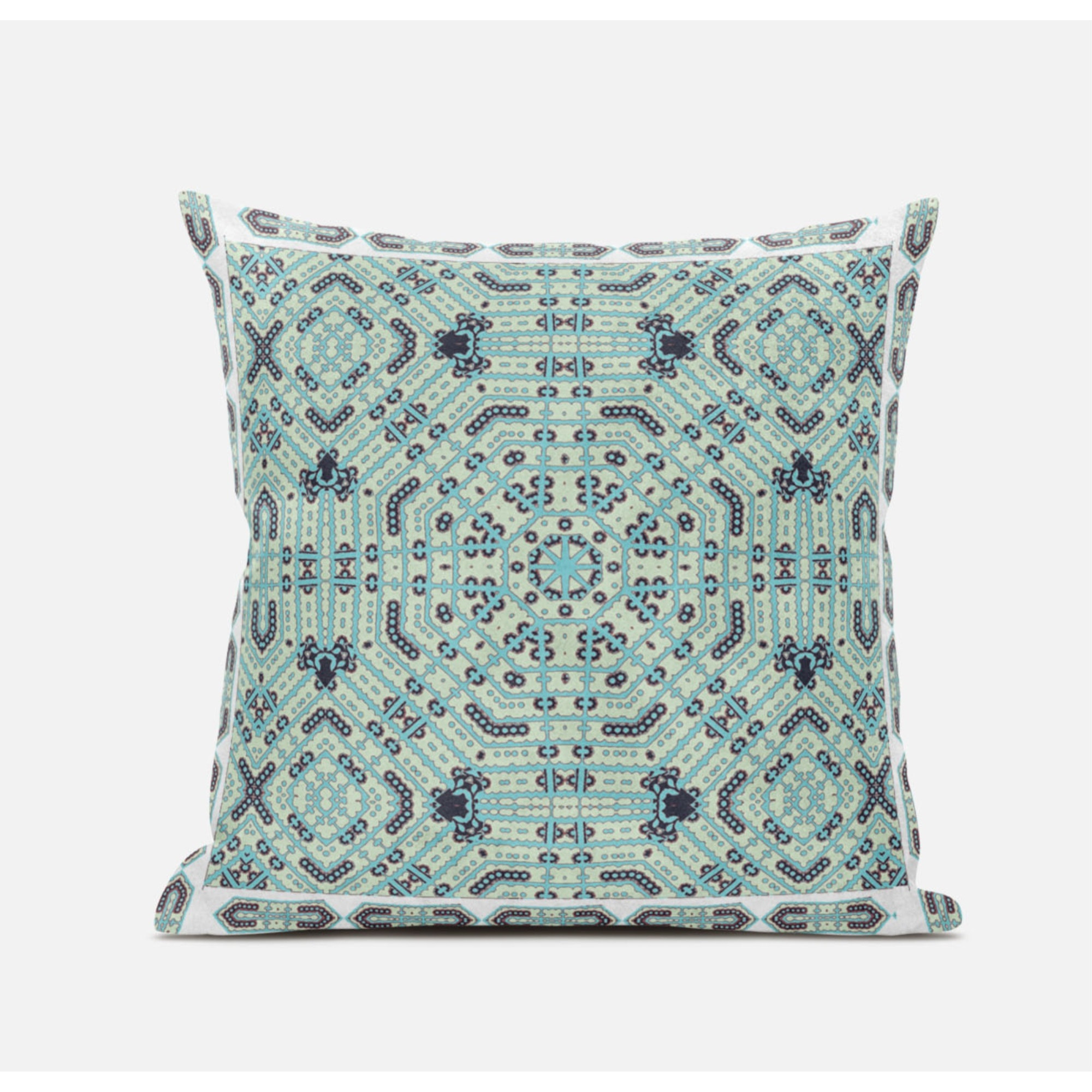 Geostar Wreath Palace Suede Blown and Closed Pillow by Amrita Sen in Dark Purple White