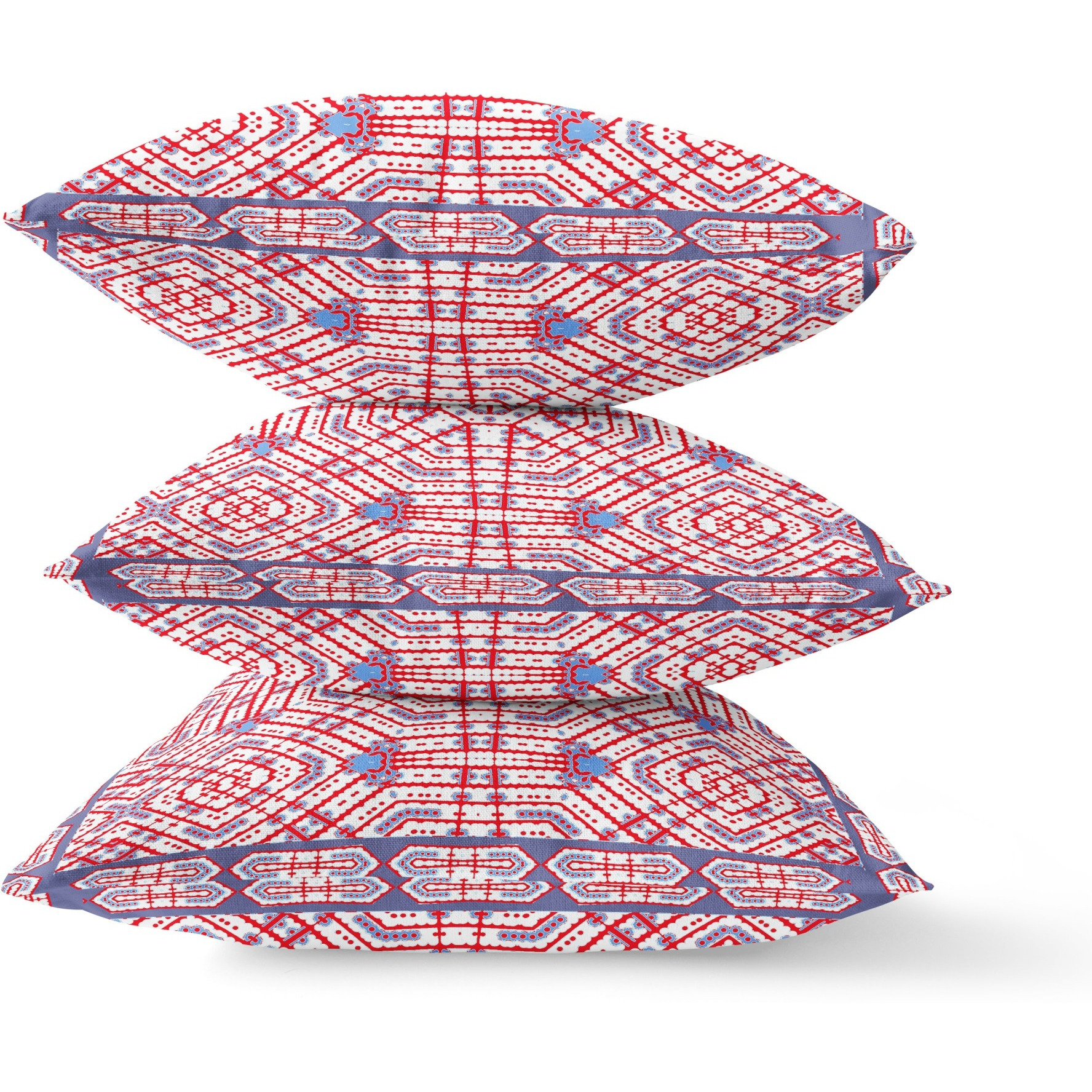 Geostar Wreath Palace Suede Blown and Closed Pillow by Amrita Sen in Light Blue Hot Pink