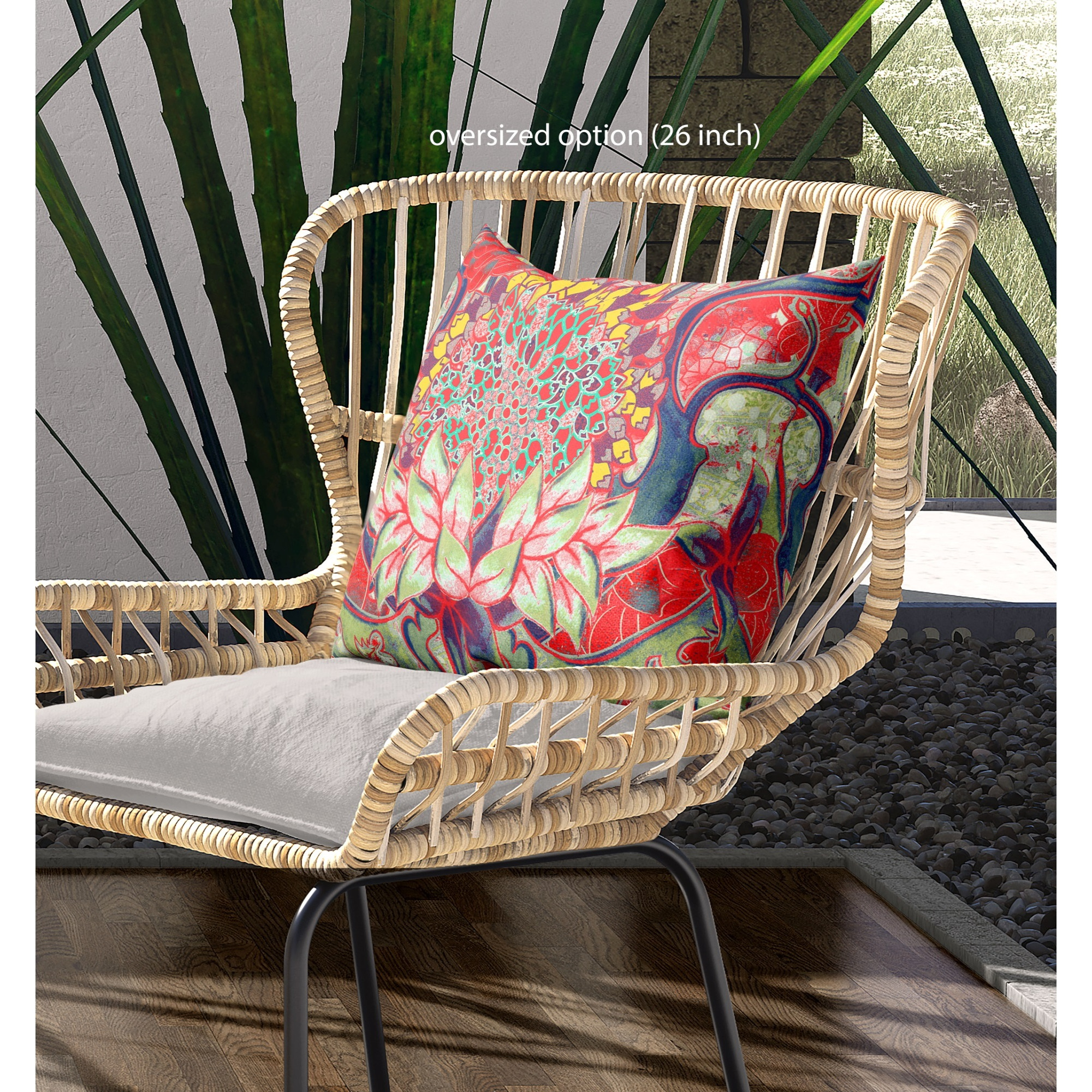 Vase SunFlower Matches Broadcloth Indoor Outdoor Zippered Pillow Red Green