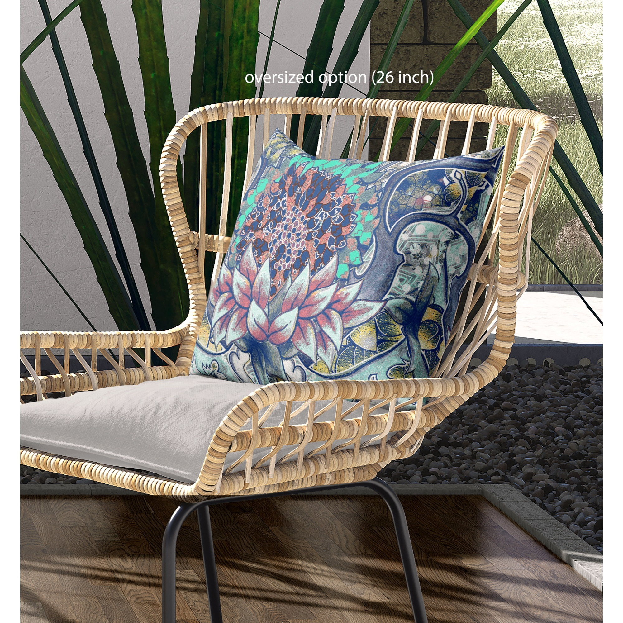 Vase SunFlower Matches Broadcloth Indoor Outdoor Blown and Closed Pillow Blue Aqua Yellow