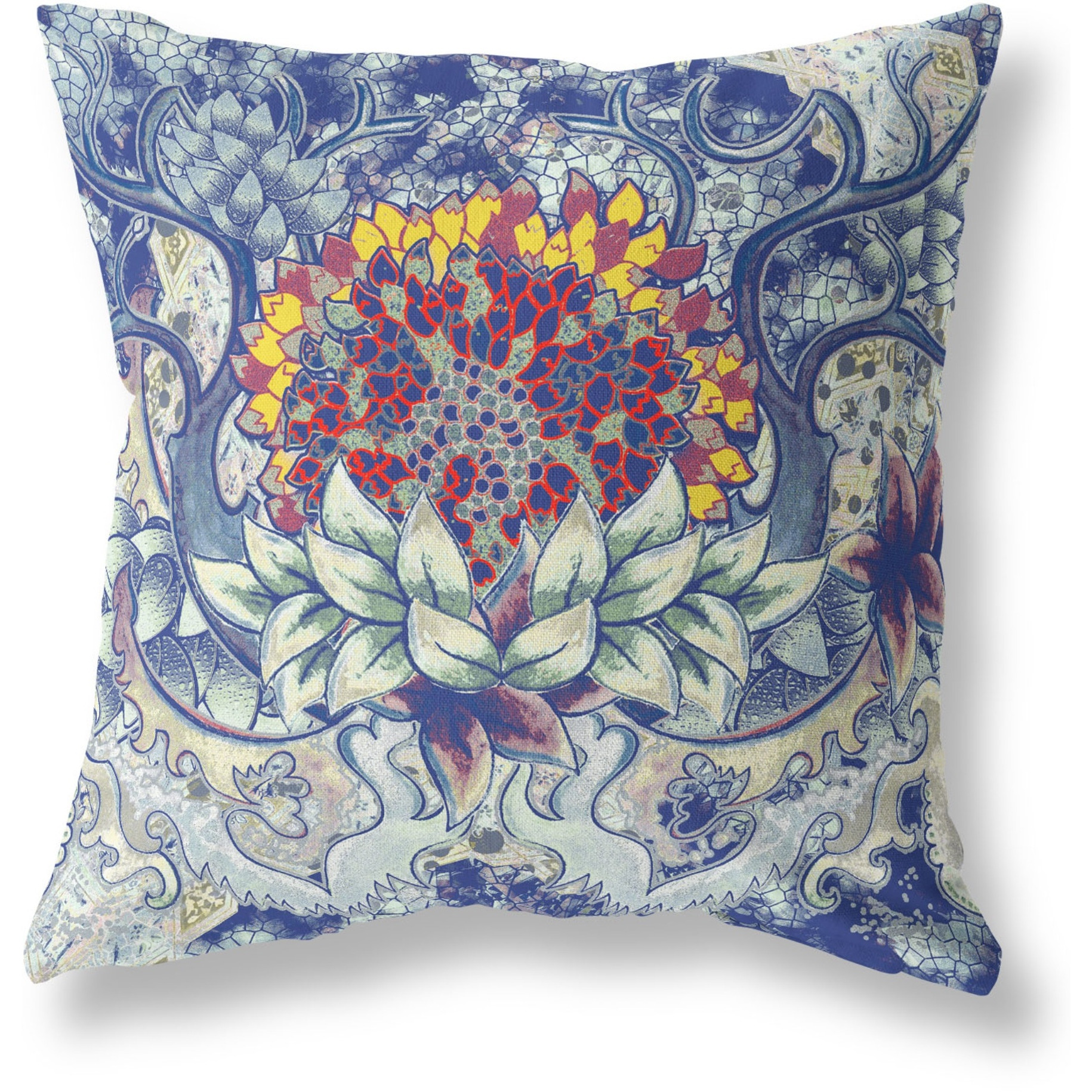 Vase SunFlower Matches Broadcloth Indoor Outdoor Blown and Closed Pillow Blue Gray Yellow Red