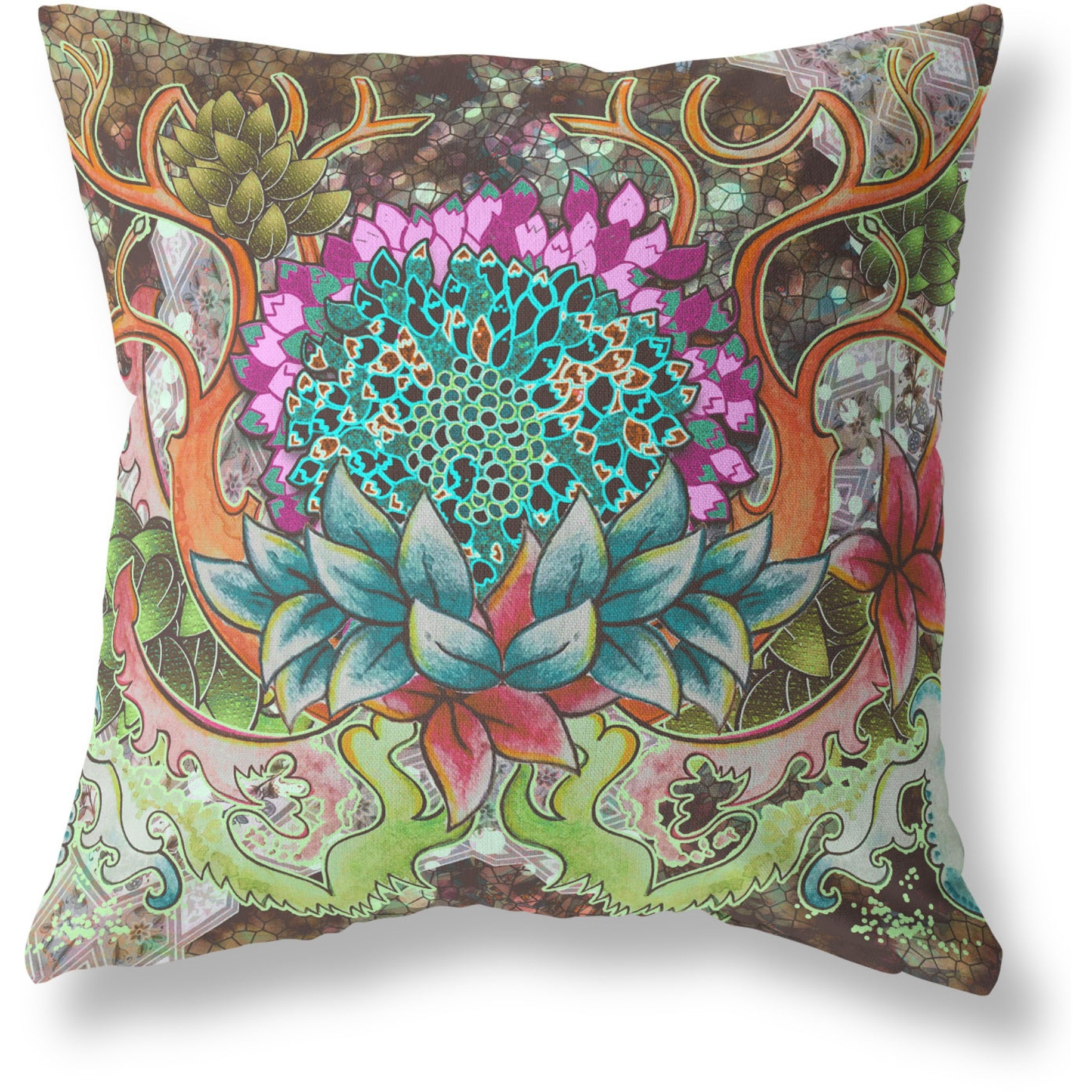 Vase SunFlower Matches Broadcloth Indoor Outdoor Blown and Closed Pillow Green Pink Blue